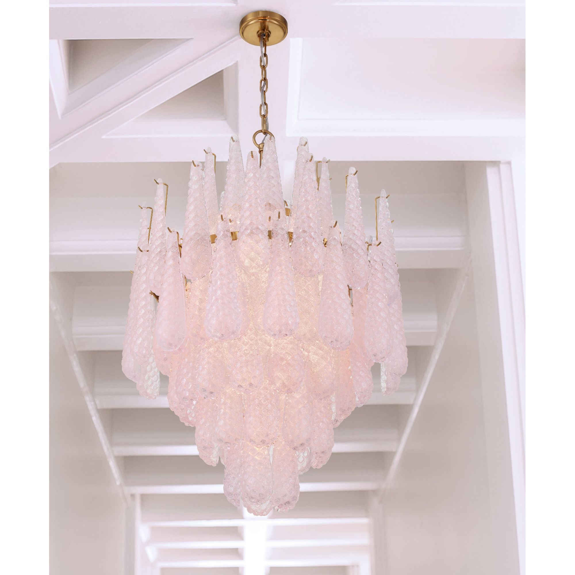 Ollie 16 Light Aged Brass Chandelier Sand Glass Blush 26.25"W x 36.75"H x 26.25"D