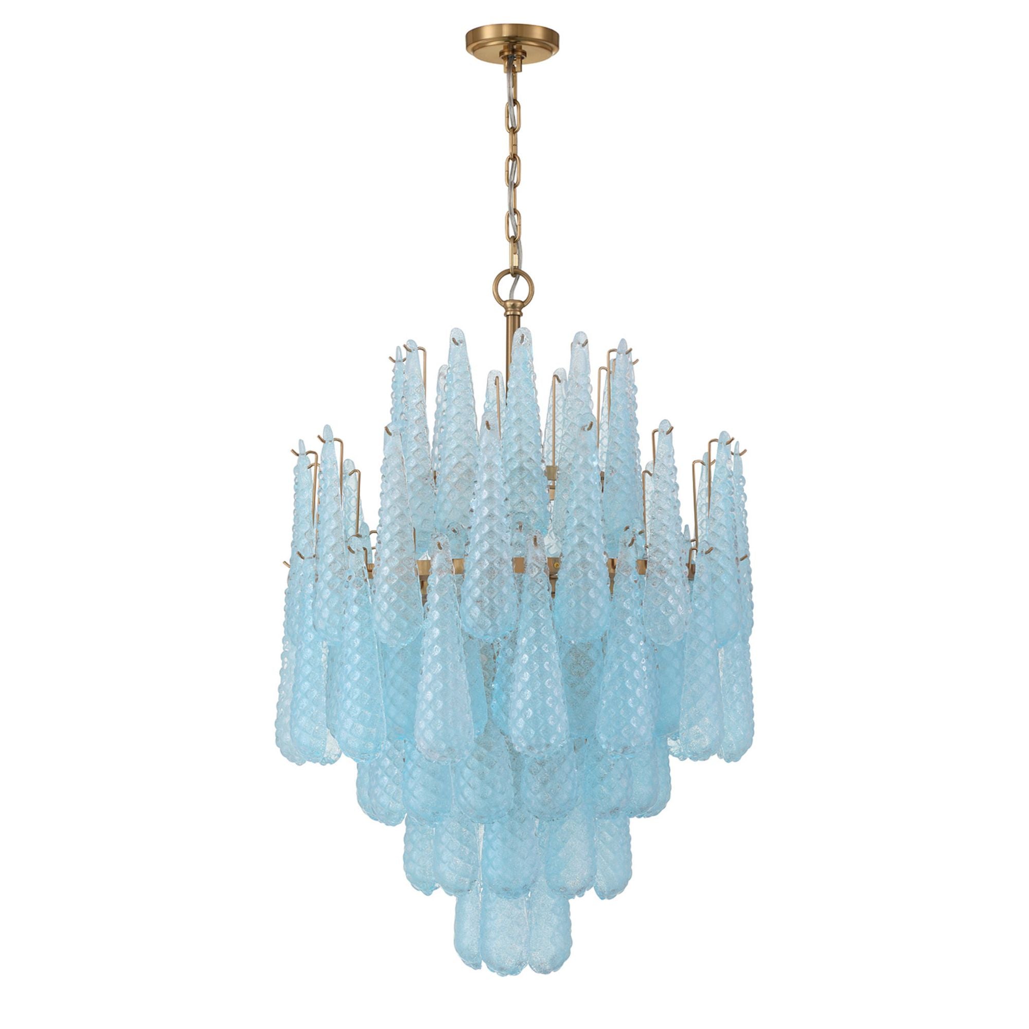 Ollie 16 Light Aged Brass Chandelier Sand Glass Blue 26.25"W x 36.75"H x 26.25"D