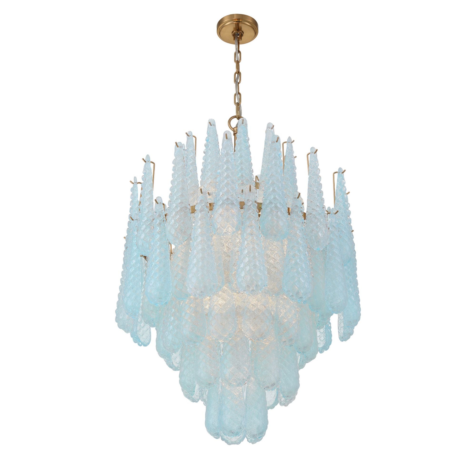 Ollie 16 Light Aged Brass Chandelier Sand Glass Blue 26.25"W x 36.75"H x 26.25"D