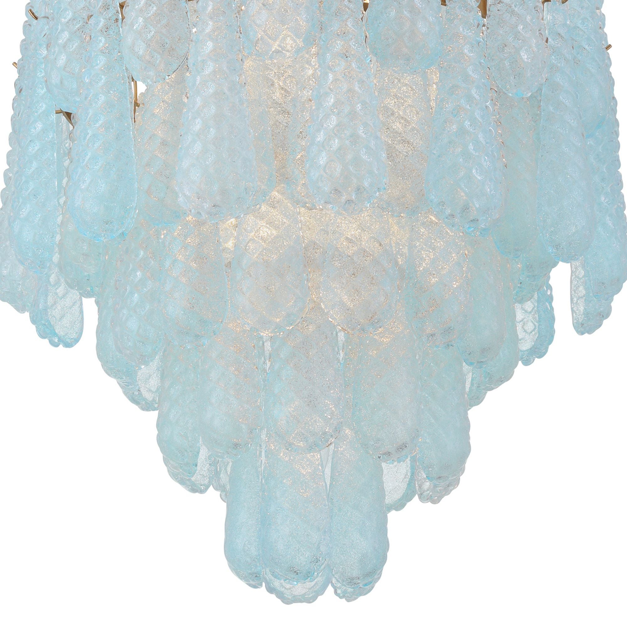 Ollie 16 Light Aged Brass Chandelier Sand Glass Blue 26.25"W x 36.75"H x 26.25"D