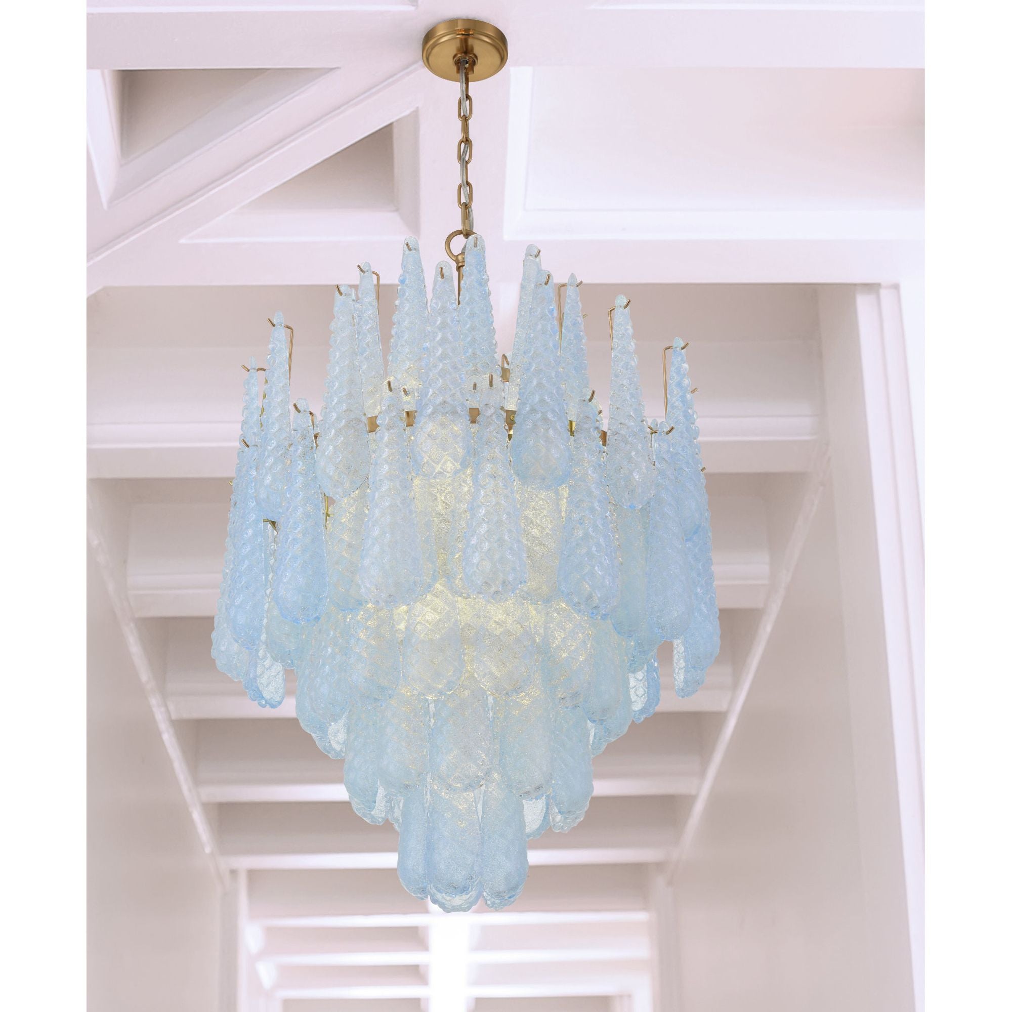 Ollie 16 Light Aged Brass Chandelier Sand Glass Blue 26.25"W x 36.75"H x 26.25"D
