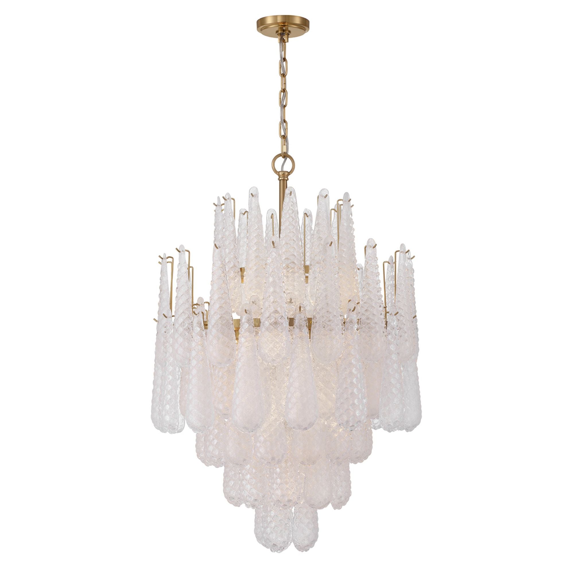 Ollie 16 Light Aged Brass Chandelier Sand Glass Clear 26.25"W x 36.75"H x 26.25"D