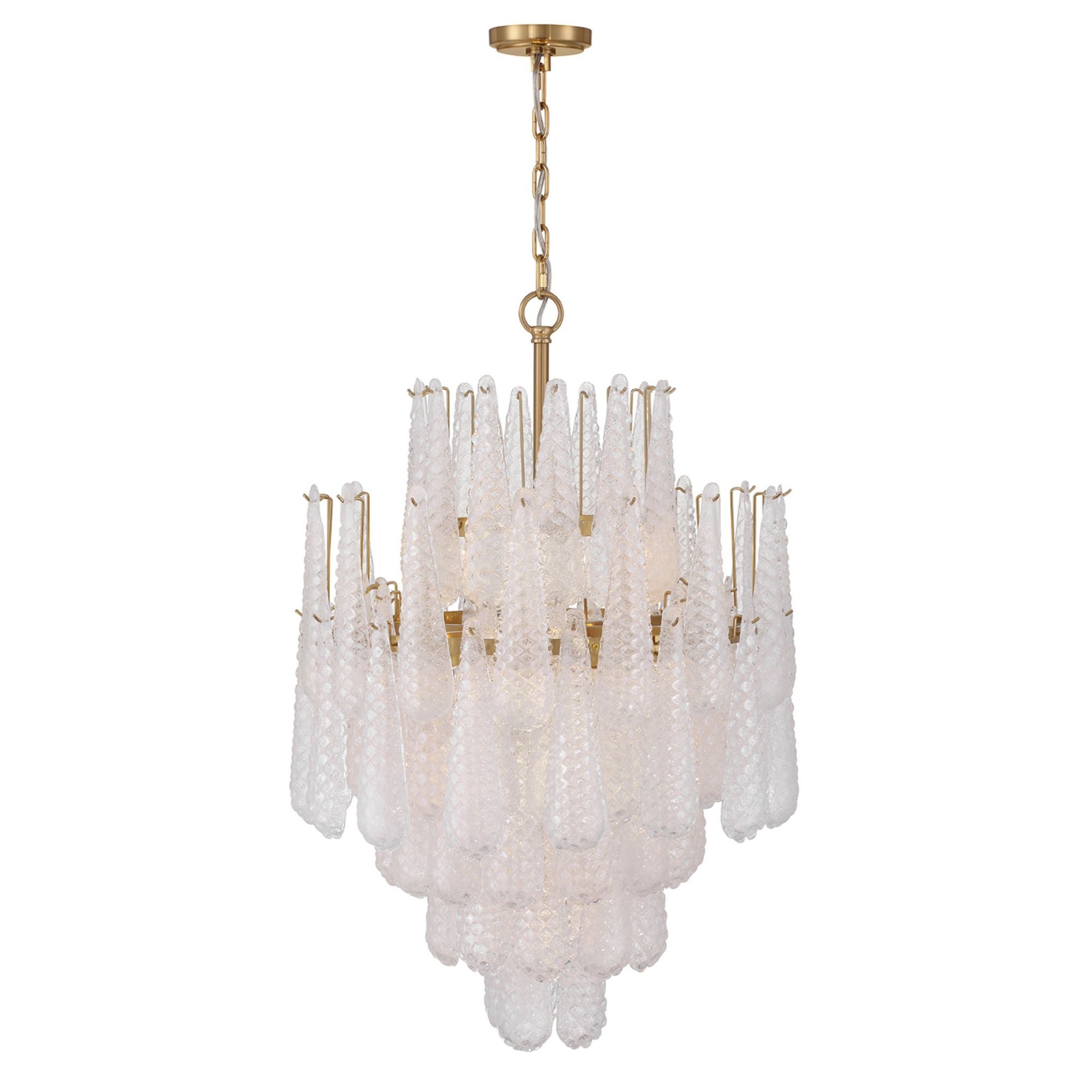 Ollie 16 Light Aged Brass Chandelier Sand Glass Clear 26.25"W x 36.75"H x 26.25"D
