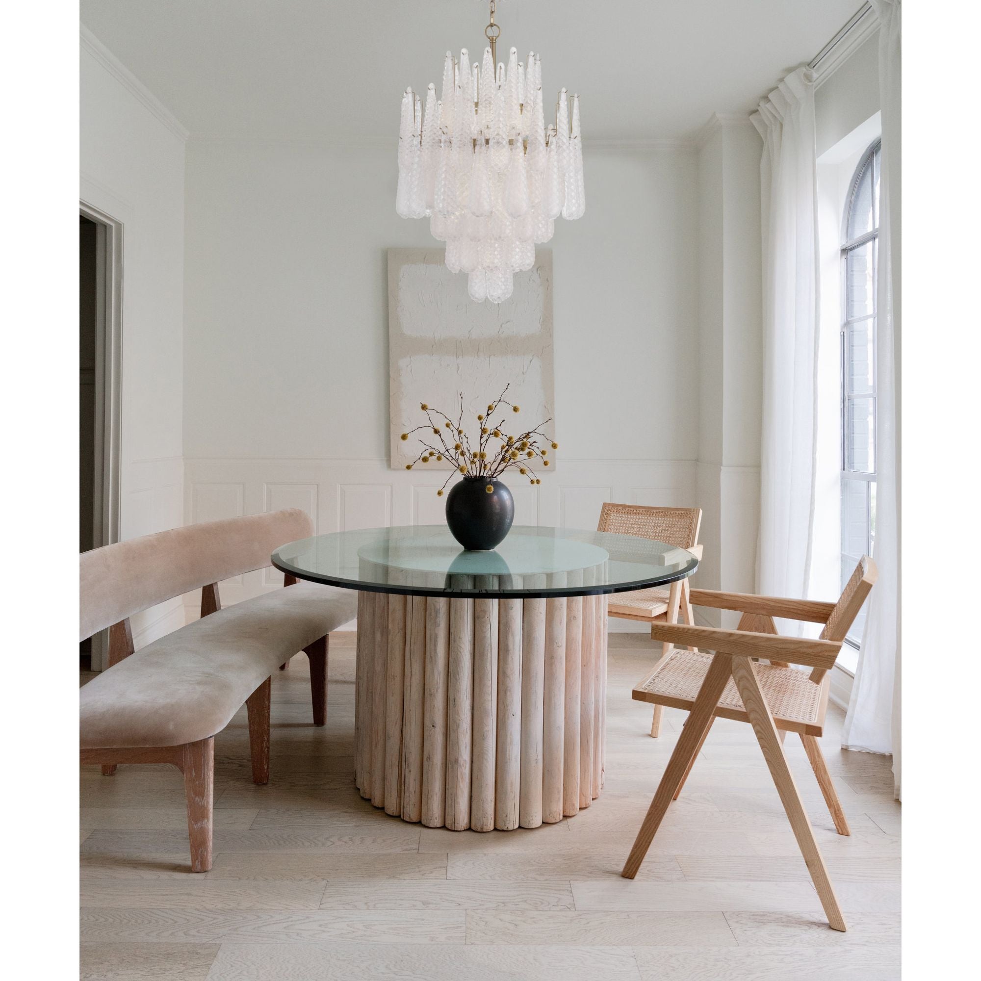 Ollie 16 Light Aged Brass Chandelier Sand Glass Clear 26.25"W x 36.75"H x 26.25"D