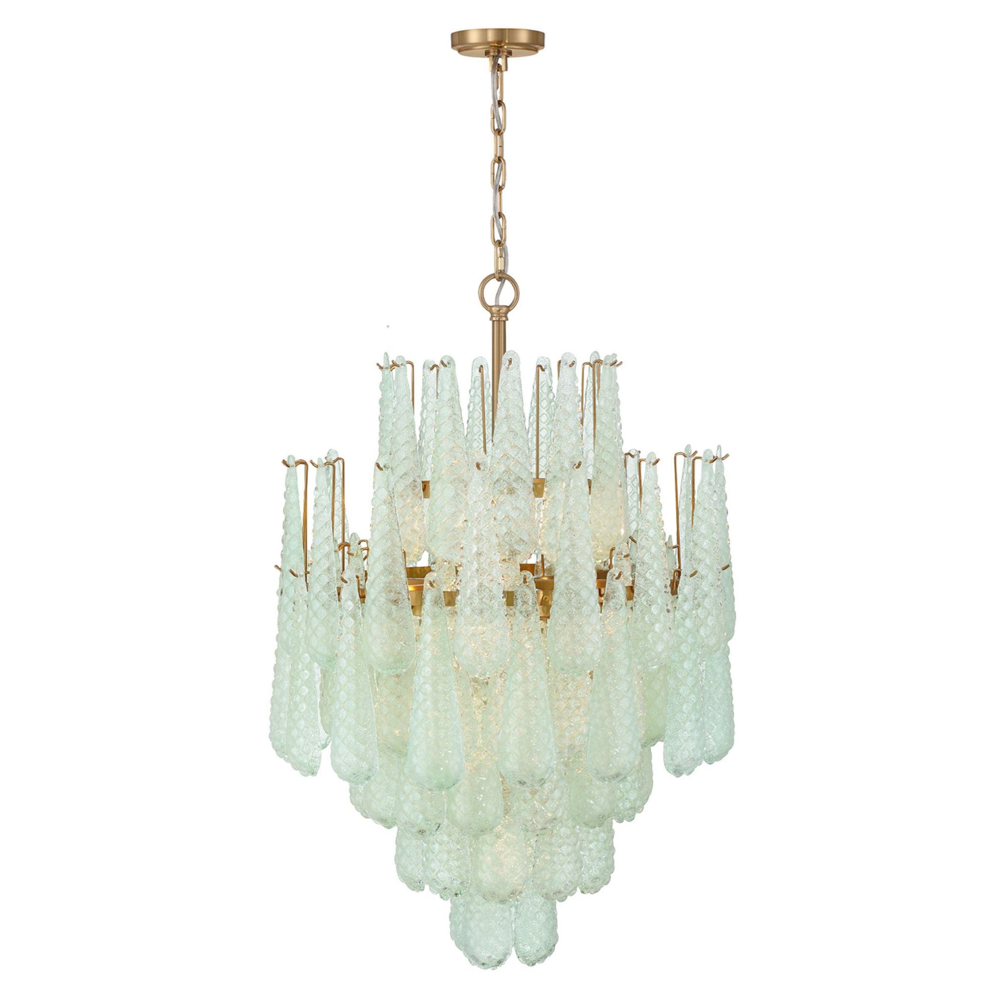 Ollie 16 Light Aged Brass Chandelier Sand Glass Green 26.25"W x 36.75"H x 26.25"D