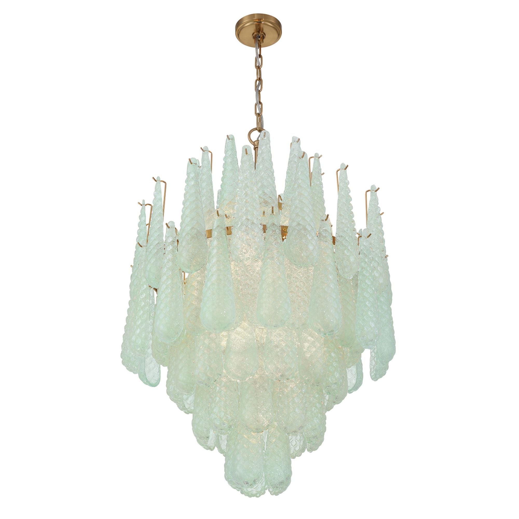 Ollie 16 Light Aged Brass Chandelier Sand Glass Green 26.25"W x 36.75"H x 26.25"D