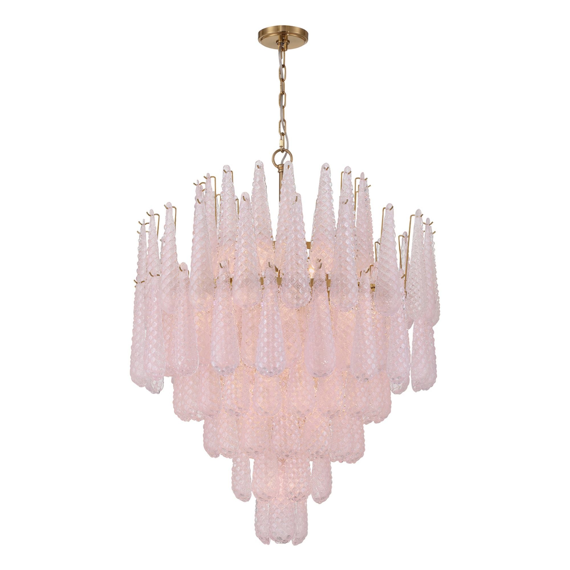 Ollie 21 Light Aged Brass Chandelier Sand Glass Blush 33.25"W x 40.75"H x 33.25"D