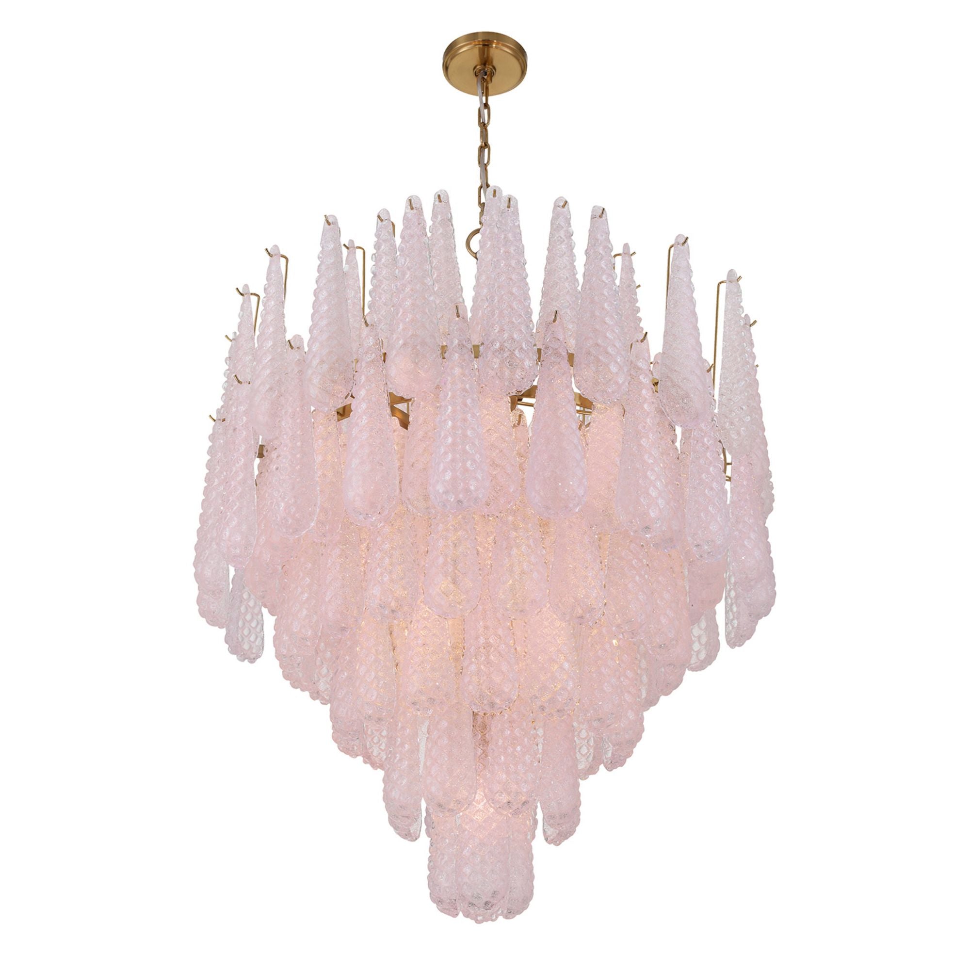Ollie 21 Light Aged Brass Chandelier Sand Glass Blush 33.25"W x 40.75"H x 33.25"D