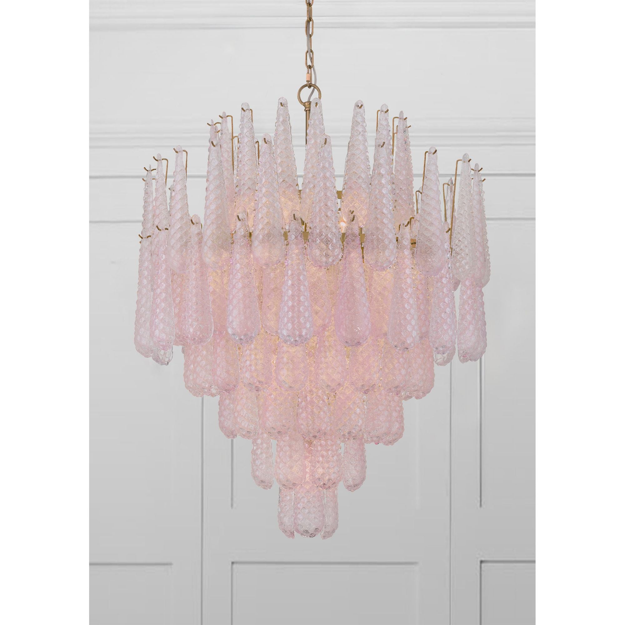Ollie 21 Light Aged Brass Chandelier Sand Glass Blush 33.25"W x 40.75"H x 33.25"D