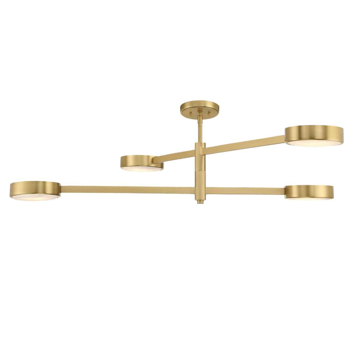 Orson Modern Gold Linear Semi-Flush Mount with White Alabaster, 4-Light, 54"W x 12.5"H x 7"D