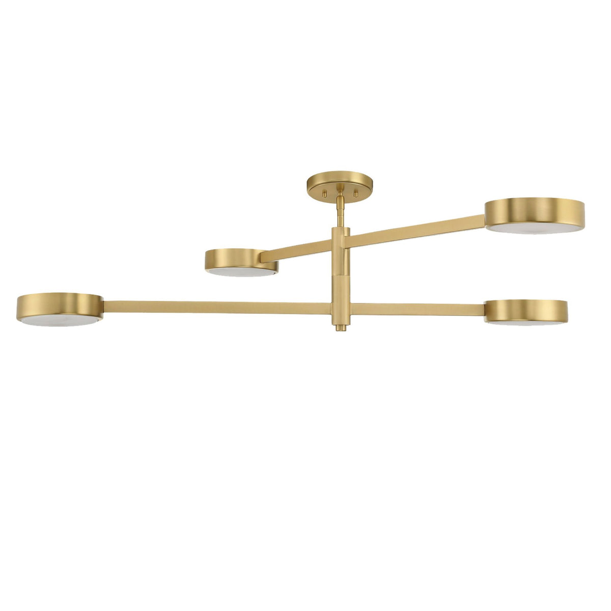 Orson Modern Gold Linear Semi-Flush Mount with White Alabaster, 4-Light, 54"W x 12.5"H x 7"D