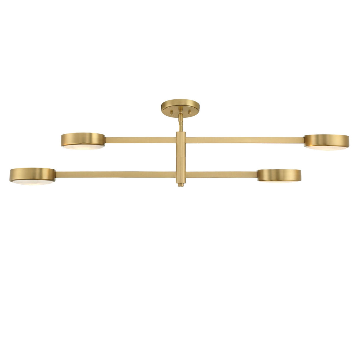 Orson Modern Gold Linear Semi-Flush Mount with White Alabaster, 4-Light, 54"W x 12.5"H x 7"D