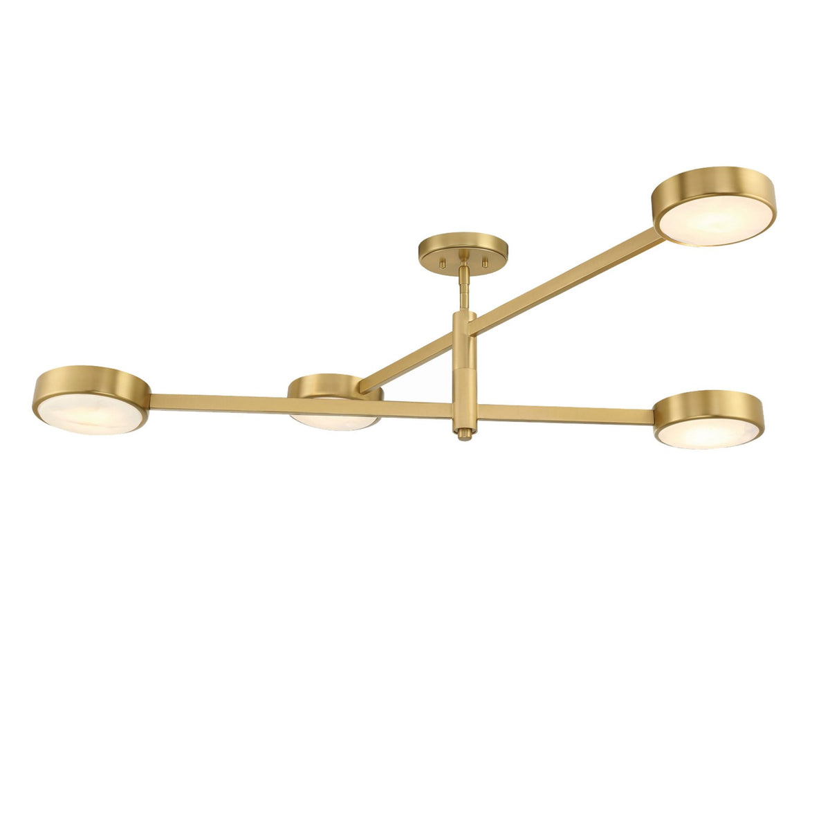 Orson Modern Gold Linear Semi-Flush Mount with White Alabaster, 4-Light, 54"W x 12.5"H x 7"D