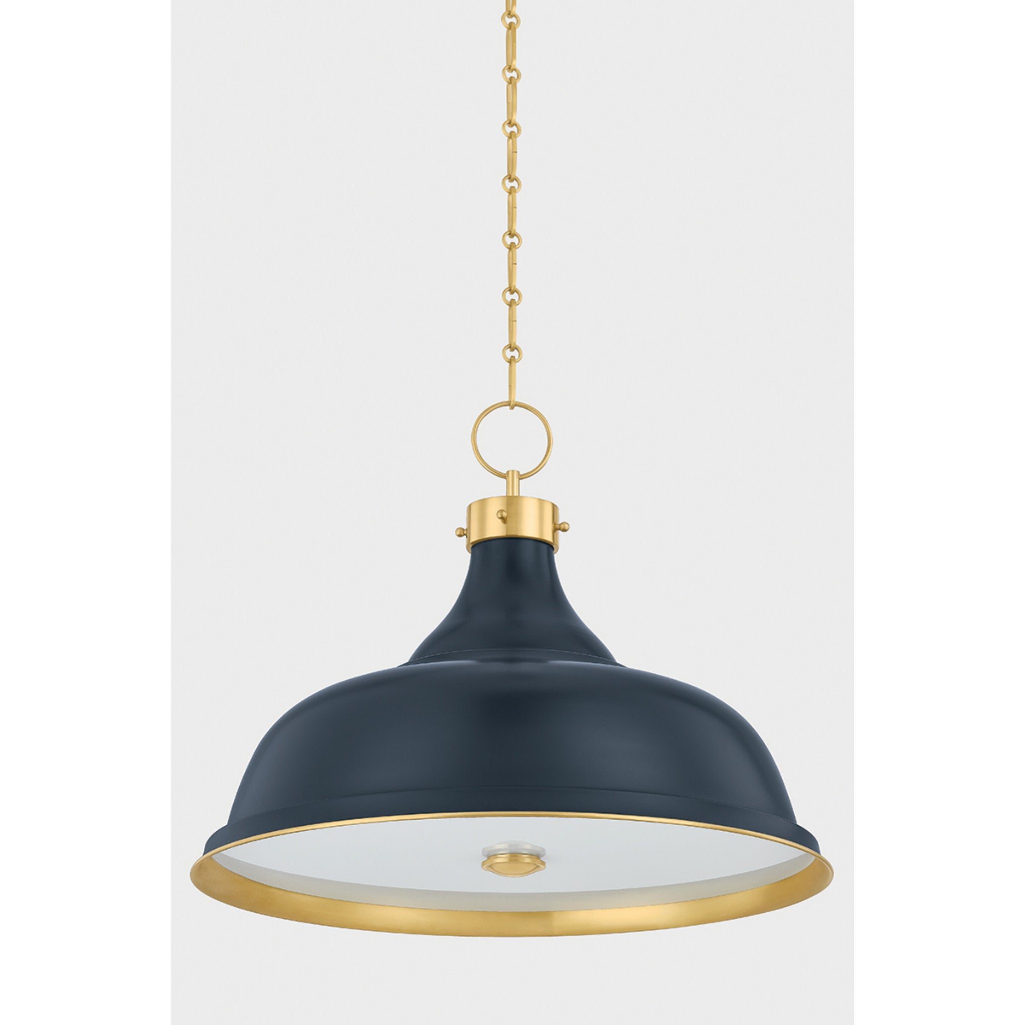 Painted No. 1 4-Light Pendant in Aged Brass by Mark D. Sikes 23.5W x 18.75H (Darkest Blue)
