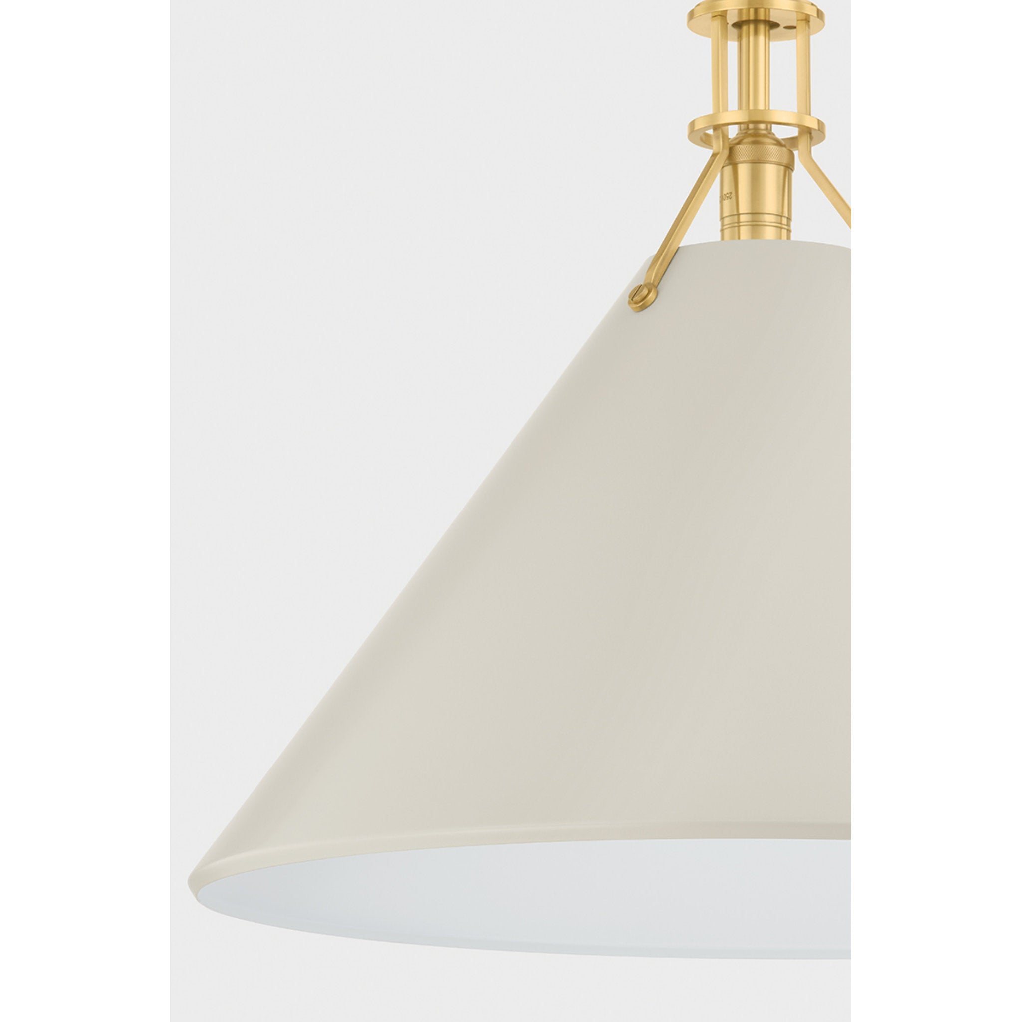 Painted No. 2 1-Light Pendant in Aged Brass by Mark D. Sikes 21W x 17.5H (Off-White)