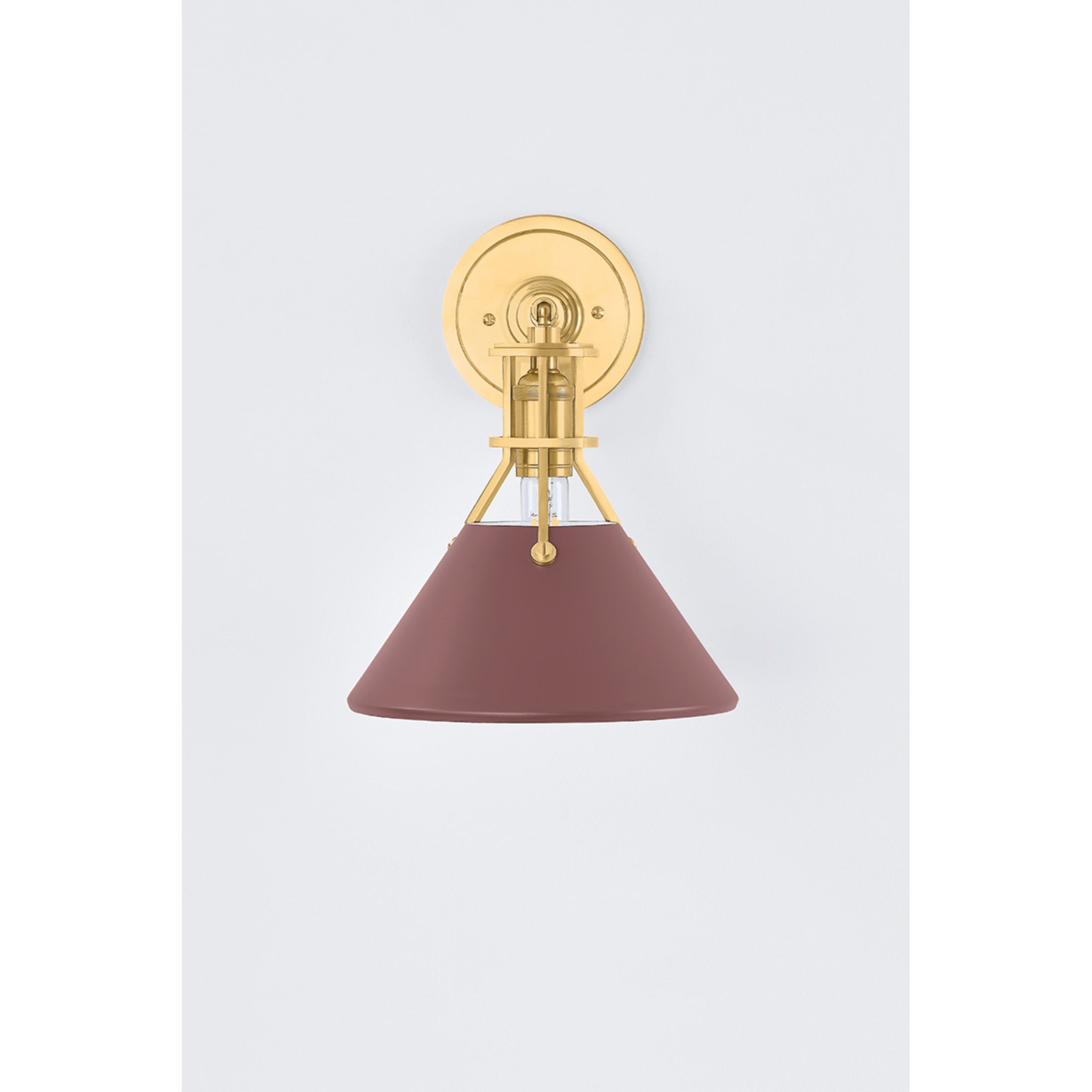 Painted No. 2 1-Light Wall Sconce in Aged Brass by Mark D. Sikes 9.5W x 12H (Soft Crimson)