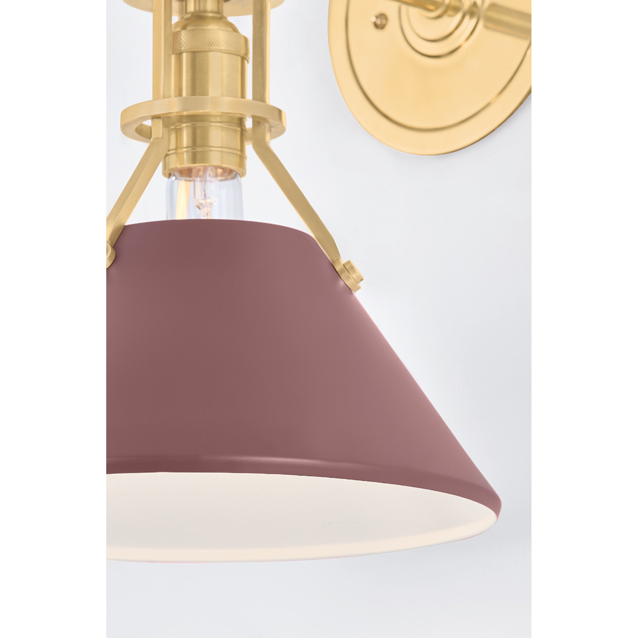 Painted No. 2 1-Light Wall Sconce in Aged Brass by Mark D. Sikes 9.5W x 12H (Soft Crimson)