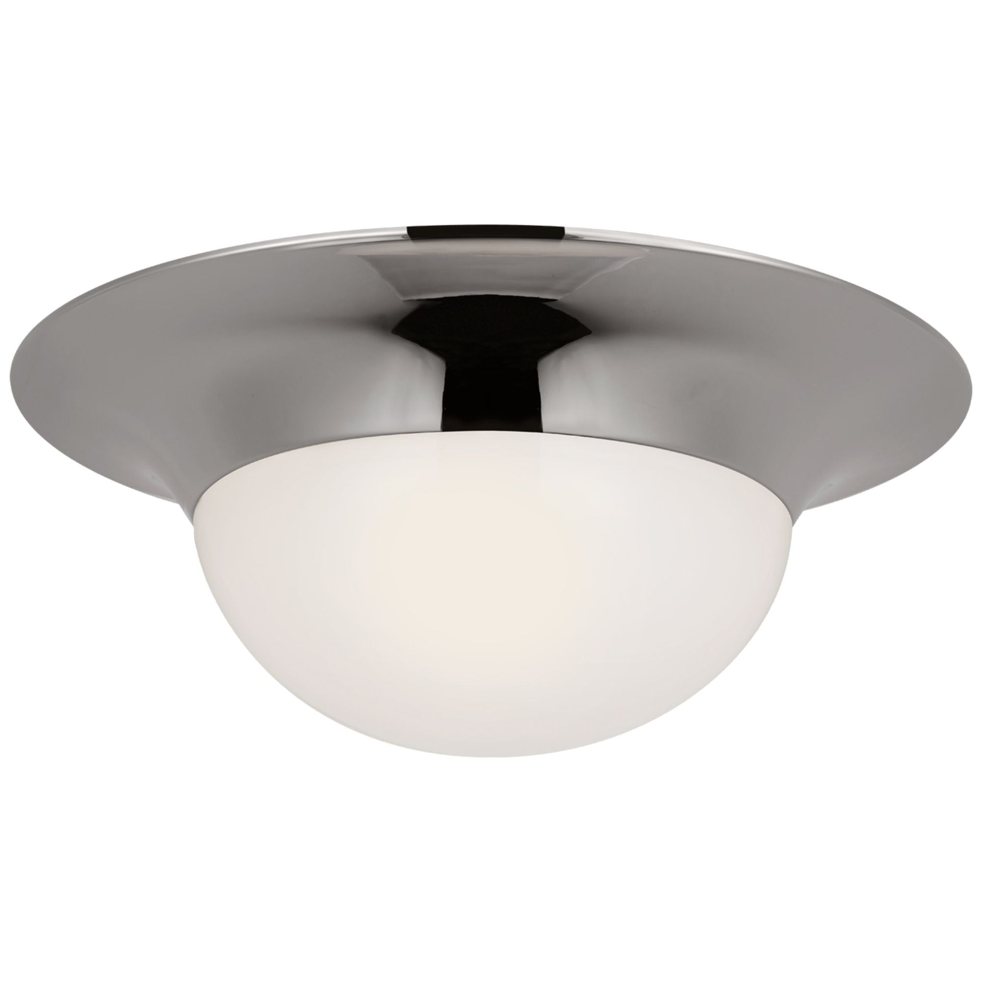 Paloma Contreras Cluny 18" Flush Mount in Polished Nickel with White Glass Ceiling Light W18" x H6.5"