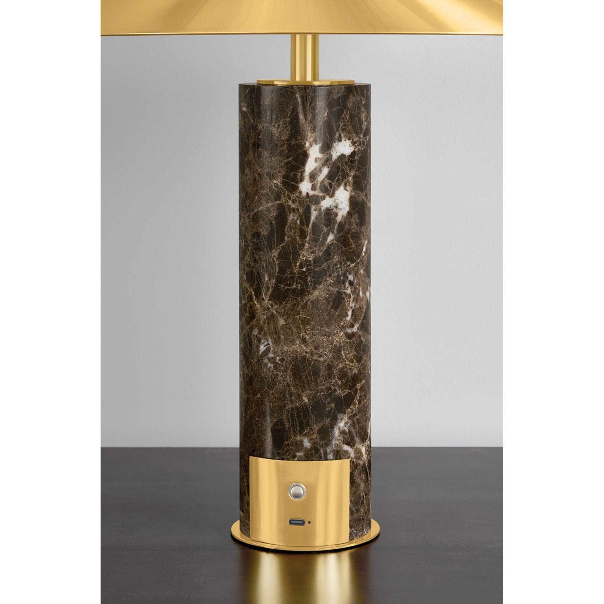 Permont 1-Light Rechargeable Table Lamp in Aged Brass 11.75W x 15H