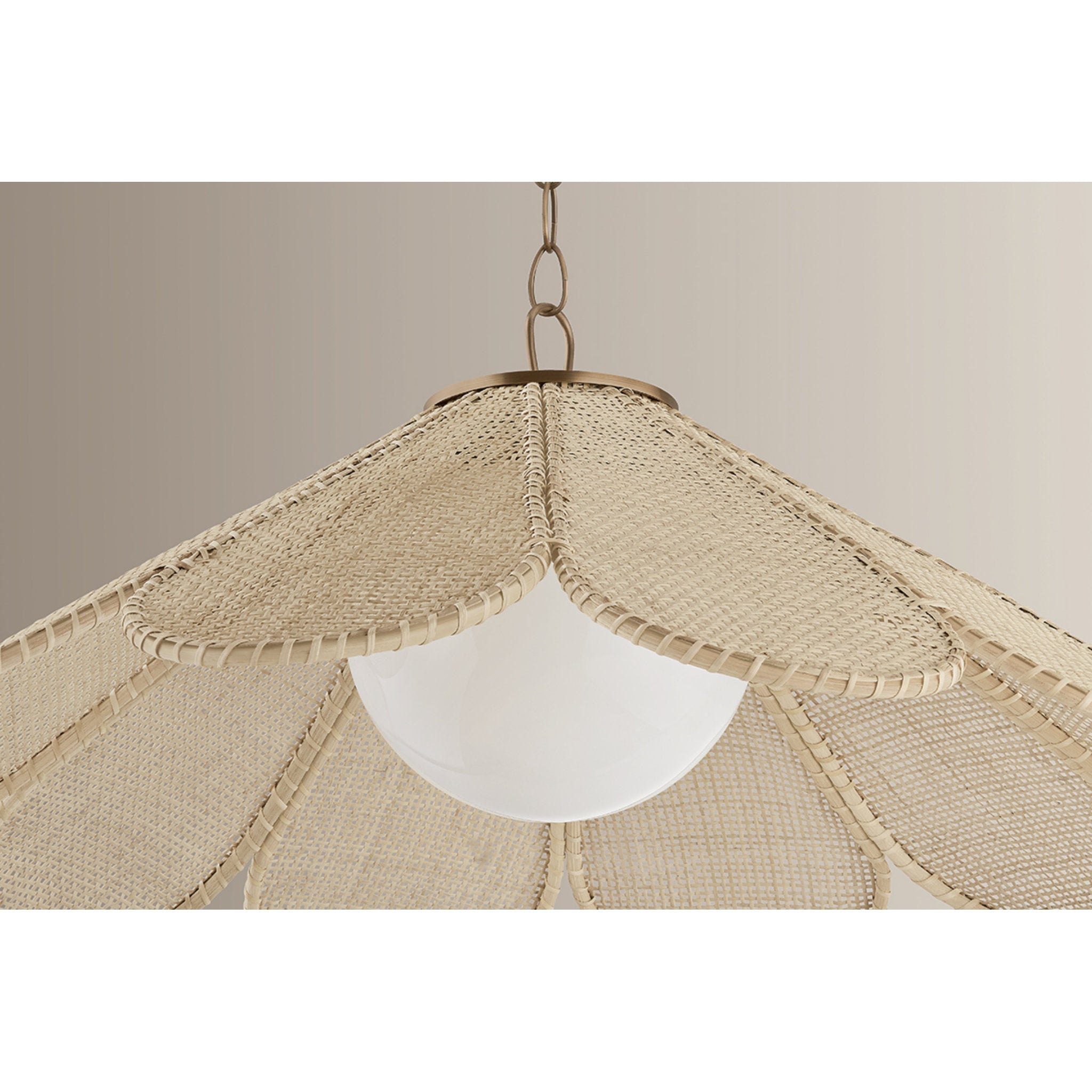 Petal 1-Light Pendant in Patina Brass by Lauren Liess 36.25W x 15.25H