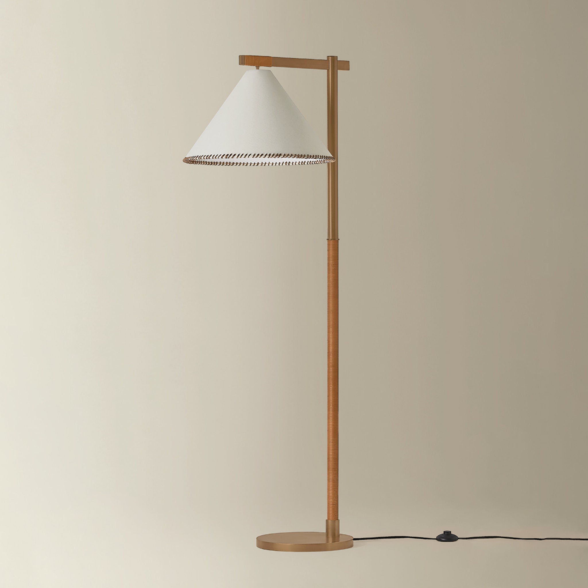 Stoney 1-Light Floor Lamp in Patina Brass 22W x 59.75H