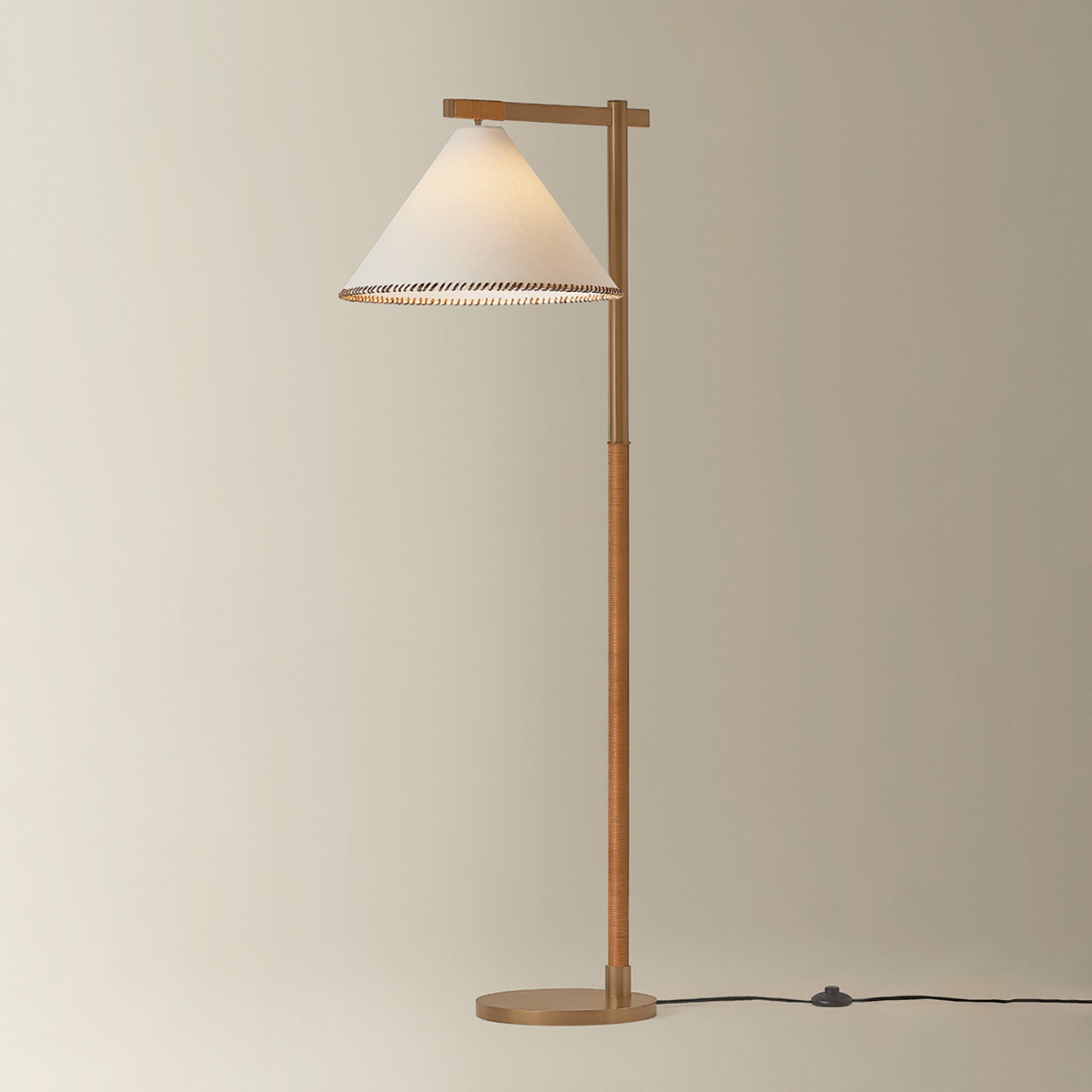 Stoney 1-Light Floor Lamp in Patina Brass 22W x 59.75H