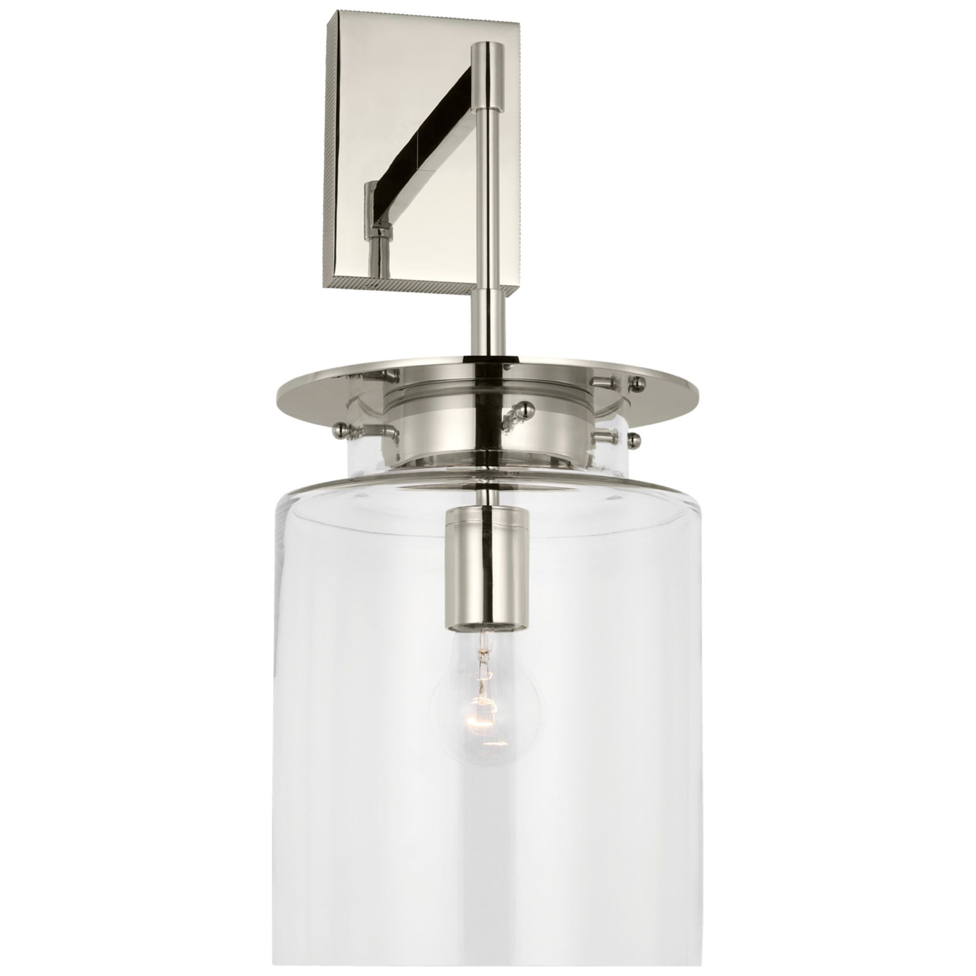 Ray Booth Elias 23" Sconce  in Polished Nickel with Clear Glass Wall Light W9" x H22.5"