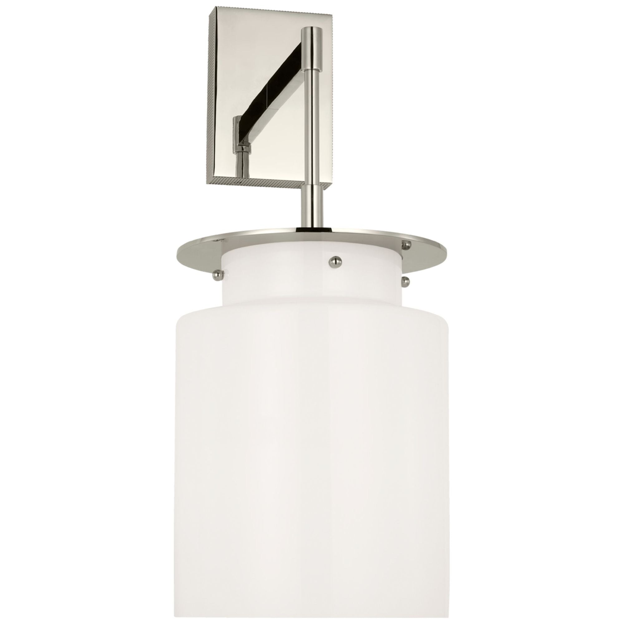 Ray Booth Elias 23" Sconce  in Polished Nickel with White Glass Wall Light W9" x H22.5"