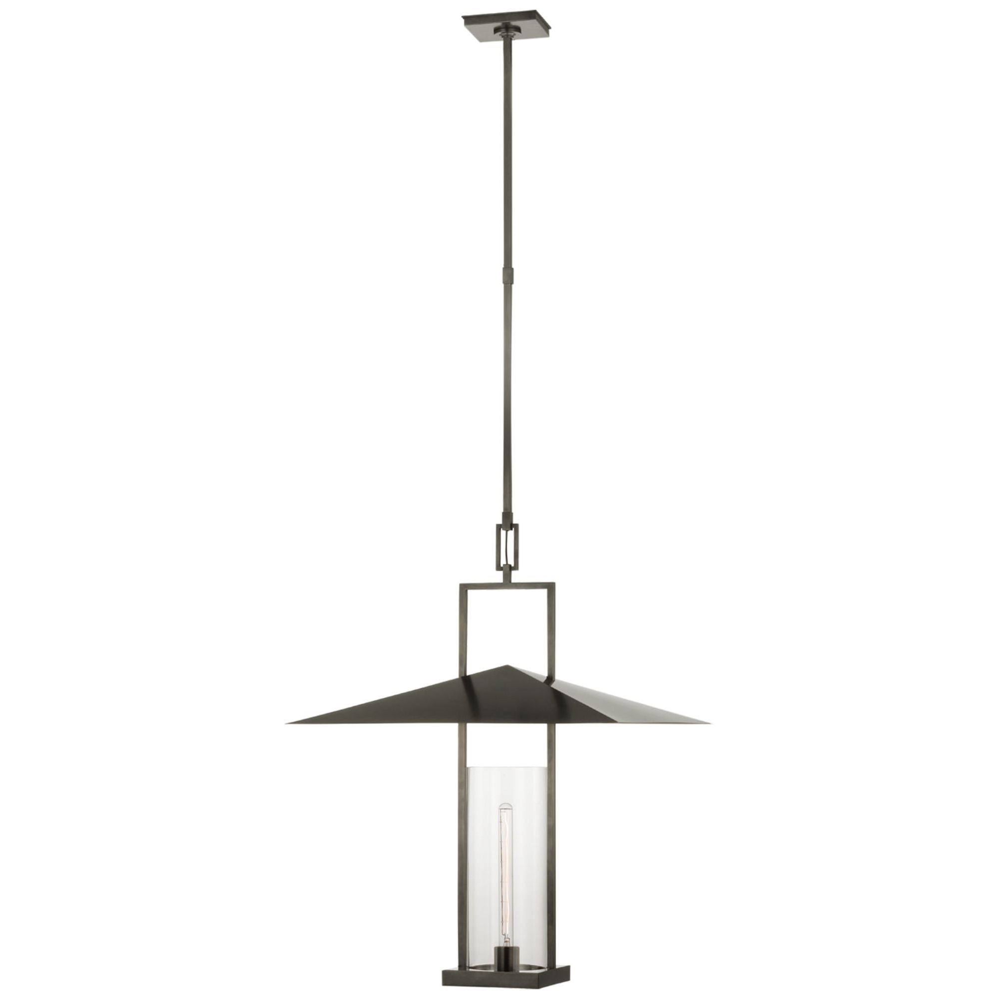 Ray Booth Amity 23" Lantern in Bronze and Antique-Burnished Brass with Clear Glass Ceiling Light W23"