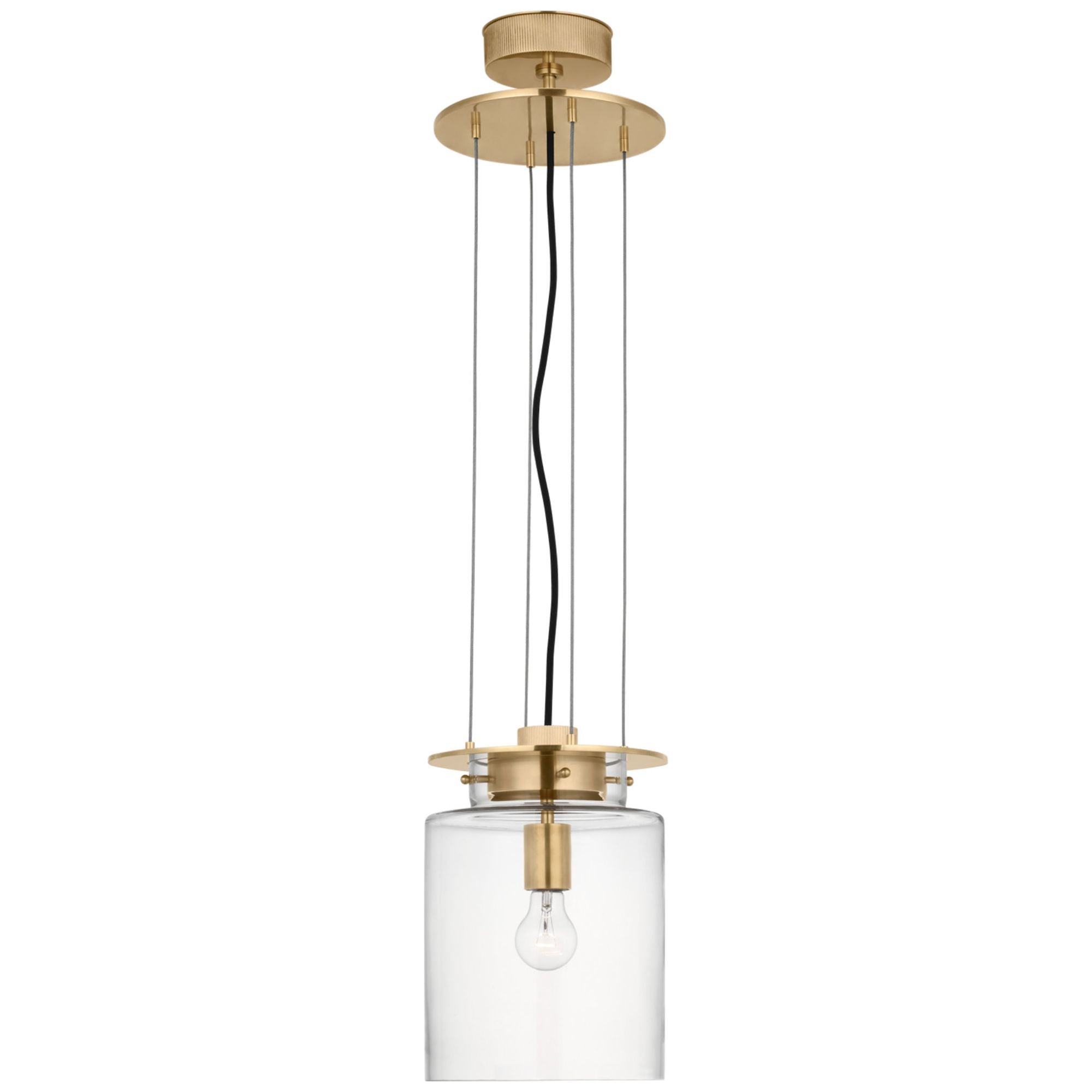 Ray Booth Elias 9" Floating Pendant  in Antique-Burnished Brass with Clear Glass Ceiling Light W9"
