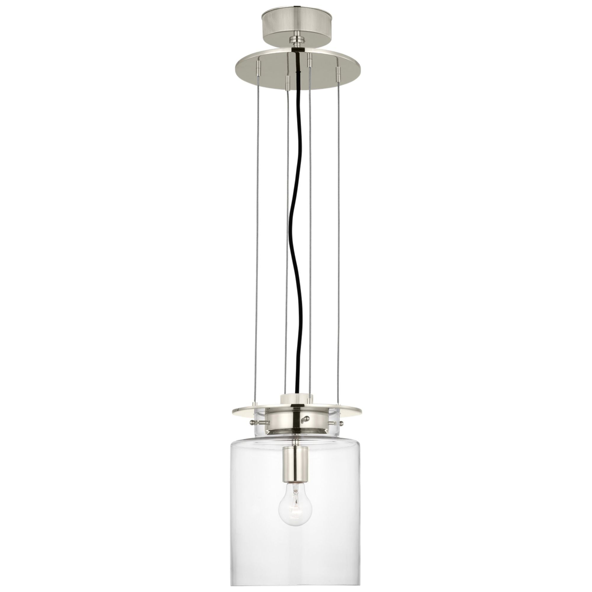 Ray Booth Elias 9" Floating Pendant  in Polished Nickel with Clear Glass Ceiling Light W9"