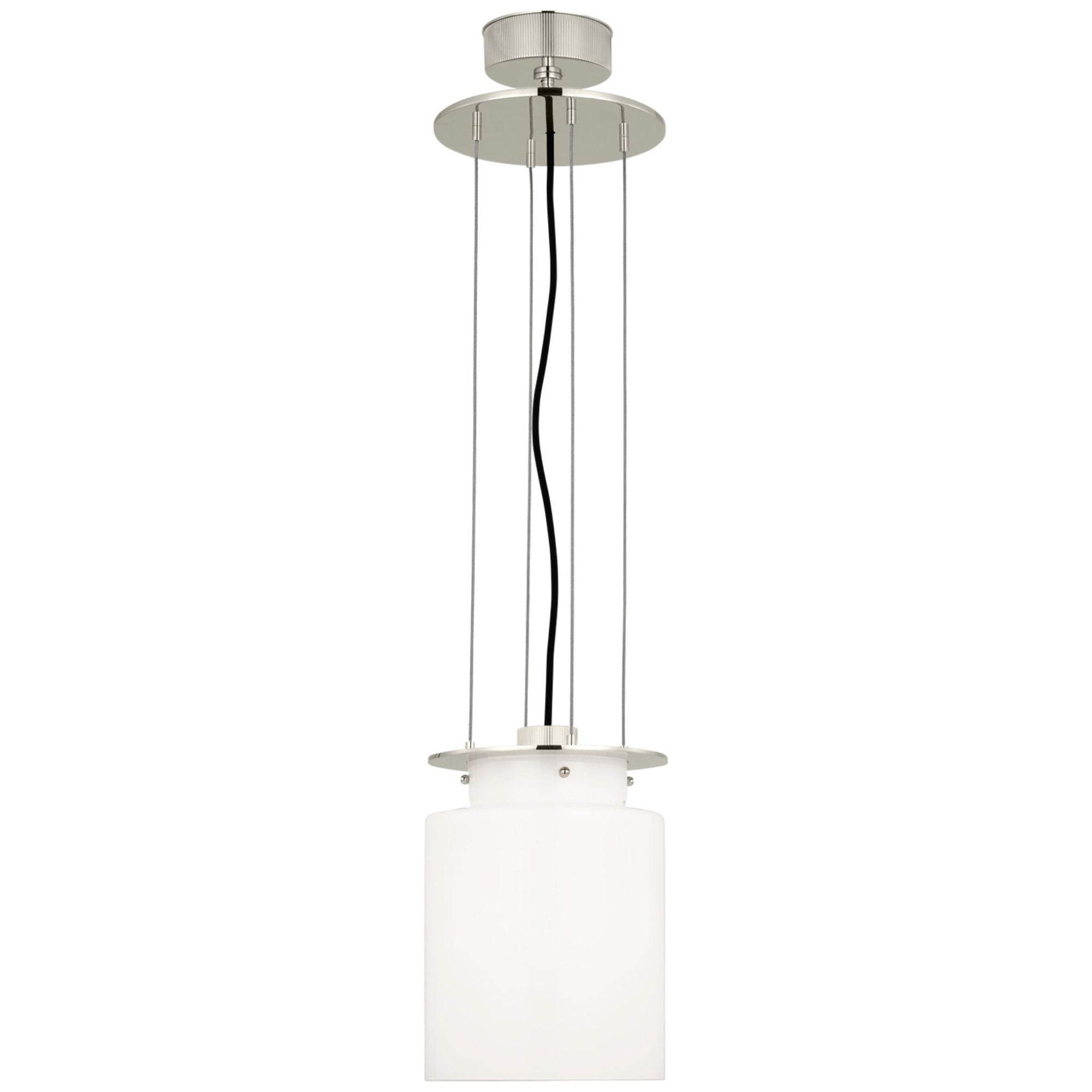 Ray Booth Elias 9" Floating Pendant  in Polished Nickel with White Glass Ceiling Light W9"