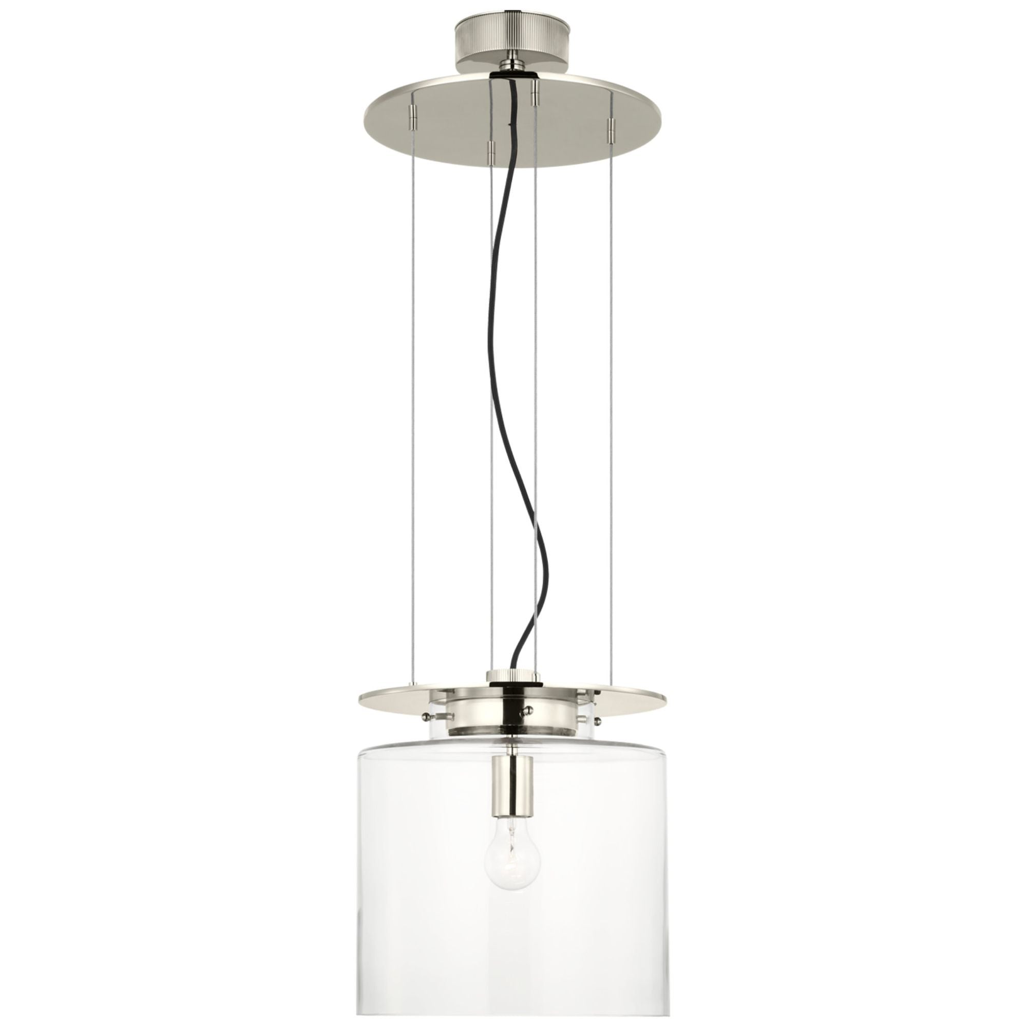 Ray Booth Elias 13" Floating Pendant  in Polished Nickel with Clear Glass Ceiling Light W13"