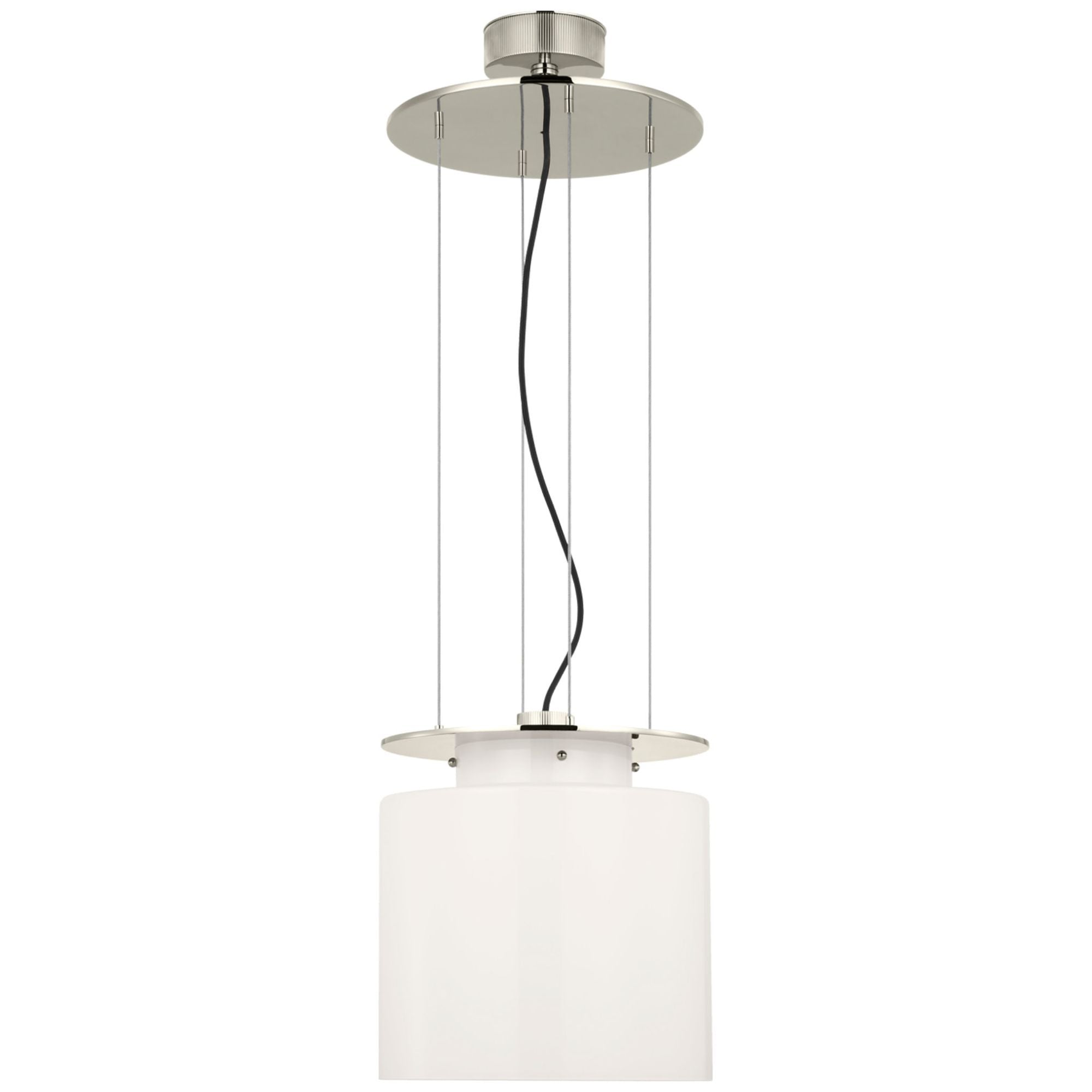 Ray Booth Elias 13" Floating Pendant  in Polished Nickel with White Glass Ceiling Light W13"