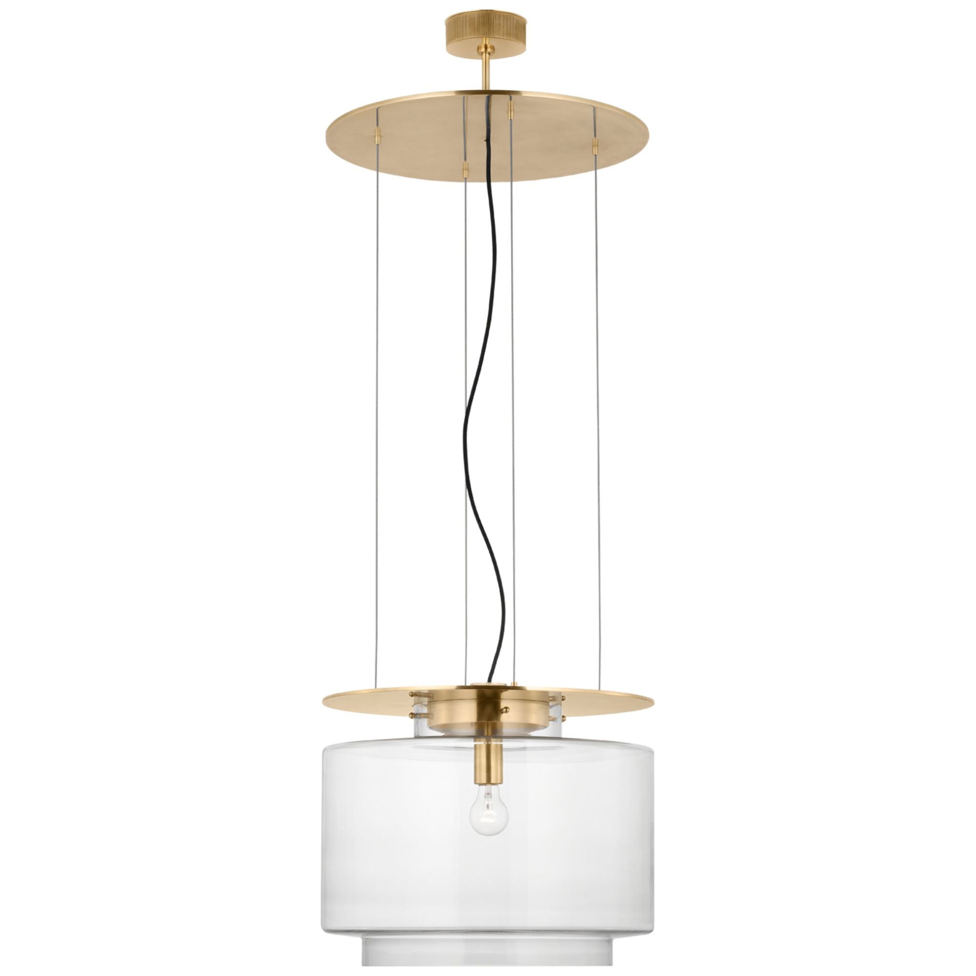 Ray Booth Elias 20" Floating Pendant  in Antique-Burnished Brass with Clear Glass Ceiling Light W20"