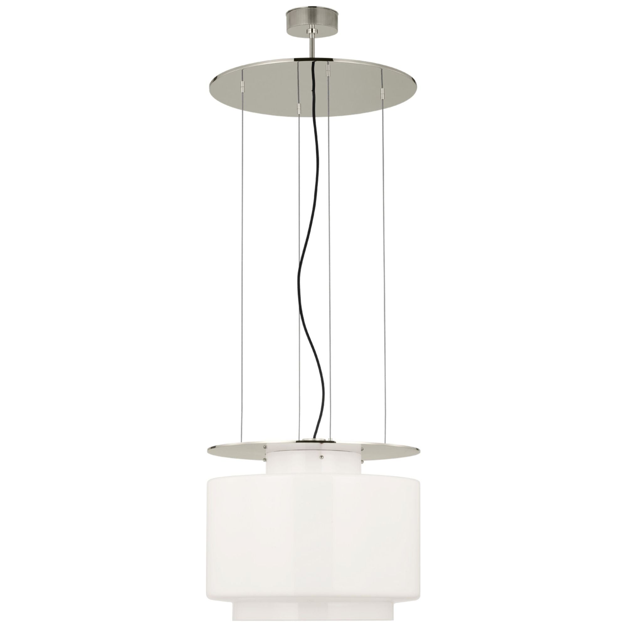 Ray Booth Elias 20" Floating Pendant  in Polished Nickel with White Glass Ceiling Light W20"