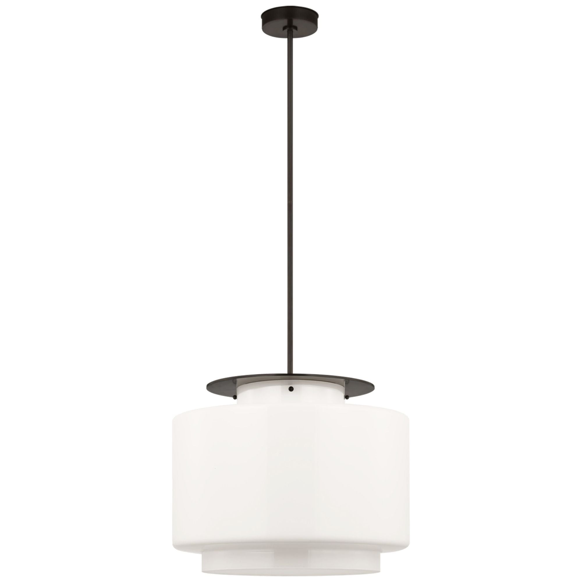 Ray Booth Elias 20" Pendant  in Bronze with White Glass Ceiling Light W20"