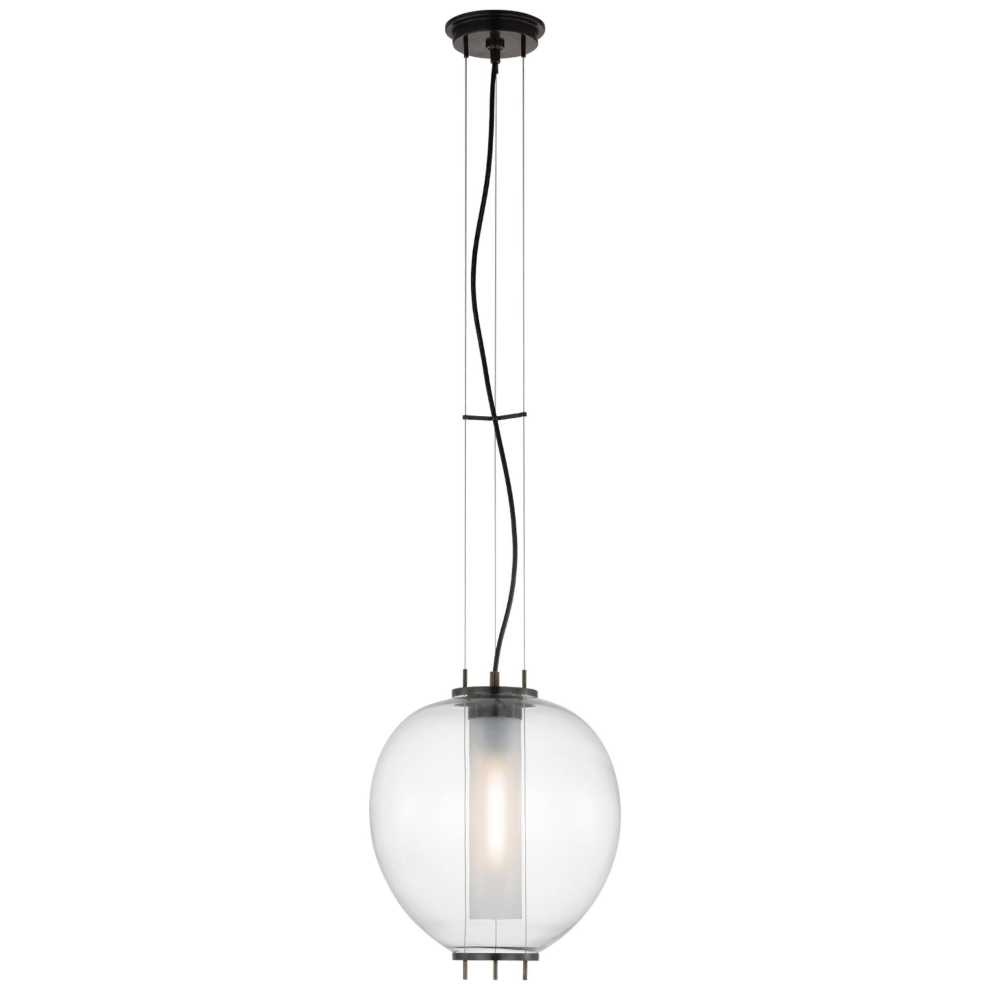 Ray Booth Taro 13" Lantern in Bronze with Clear Glass Ceiling Light W13"