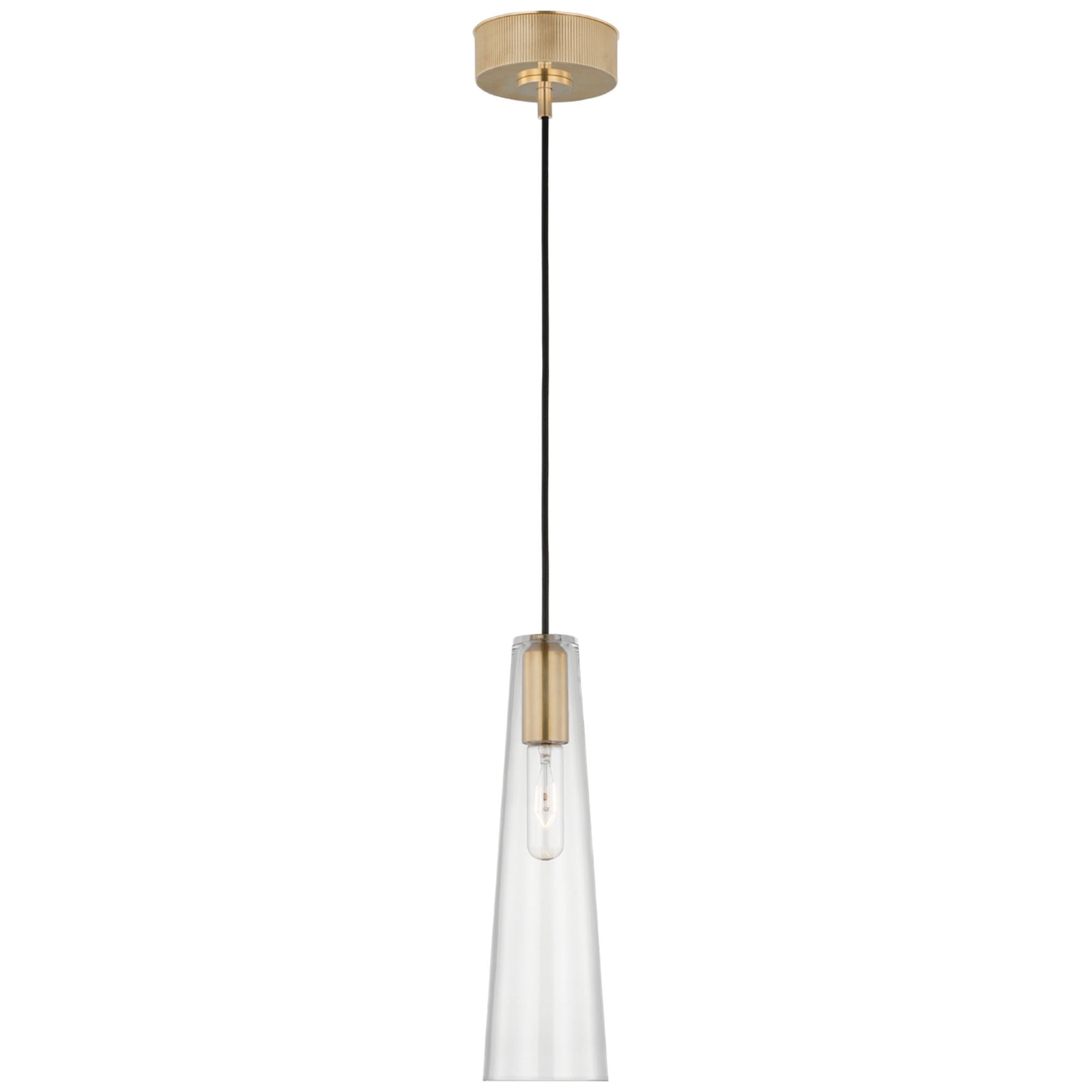 Ray Booth Osvaldo 4" Single  Pendant  in Antique-Burnished Brass with Clear Glass Ceiling Light W4.25"