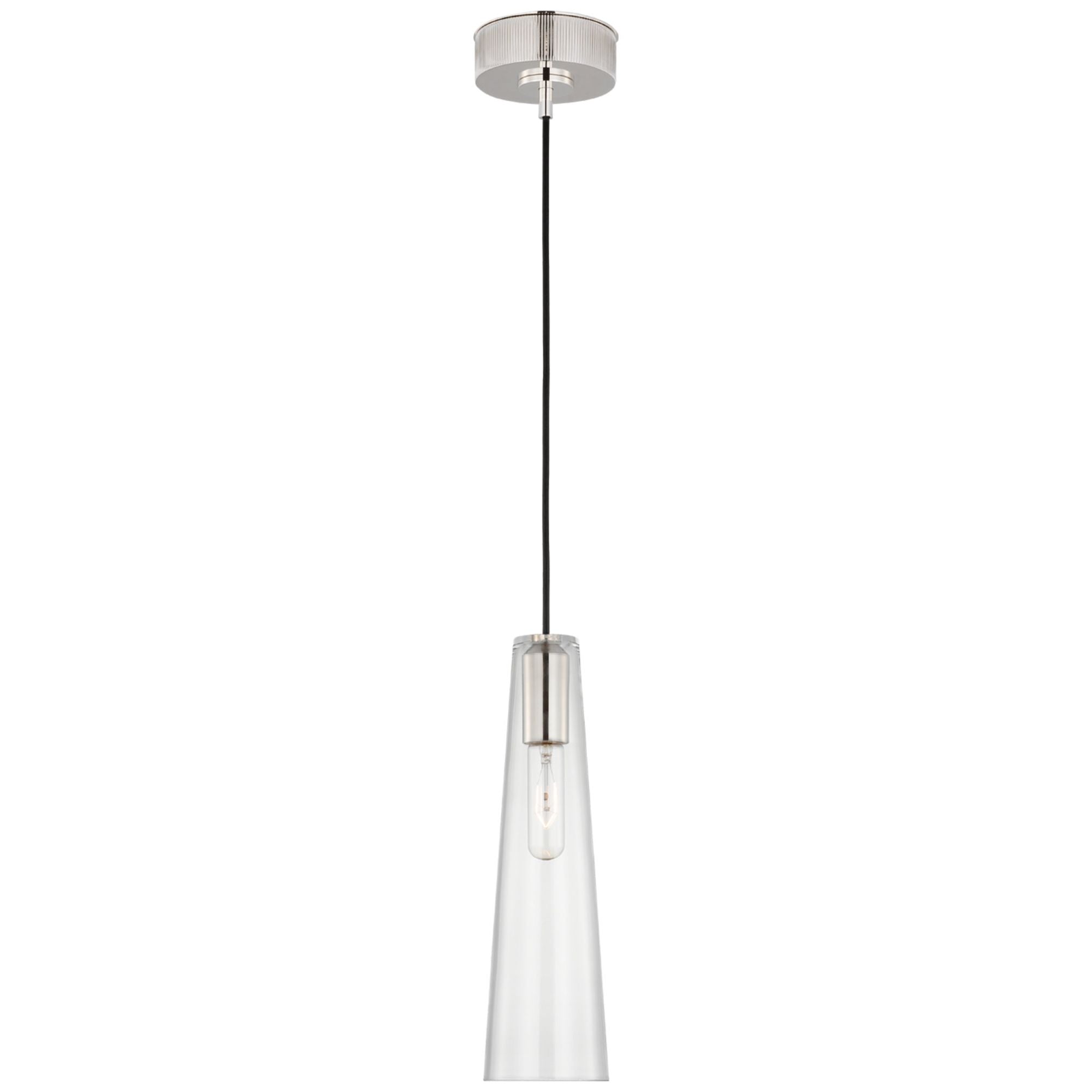 Ray Booth Osvaldo 4" Single  Pendant  in Polished Nickel with Clear Glass Ceiling Light W4.25"
