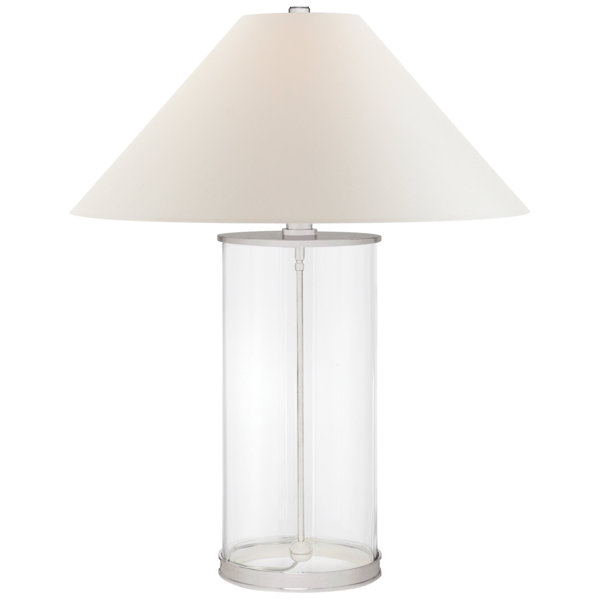 Ralph Lauren Modern Table Lamp in Polished Silver with White Paper Shade W26" x H31.75"
