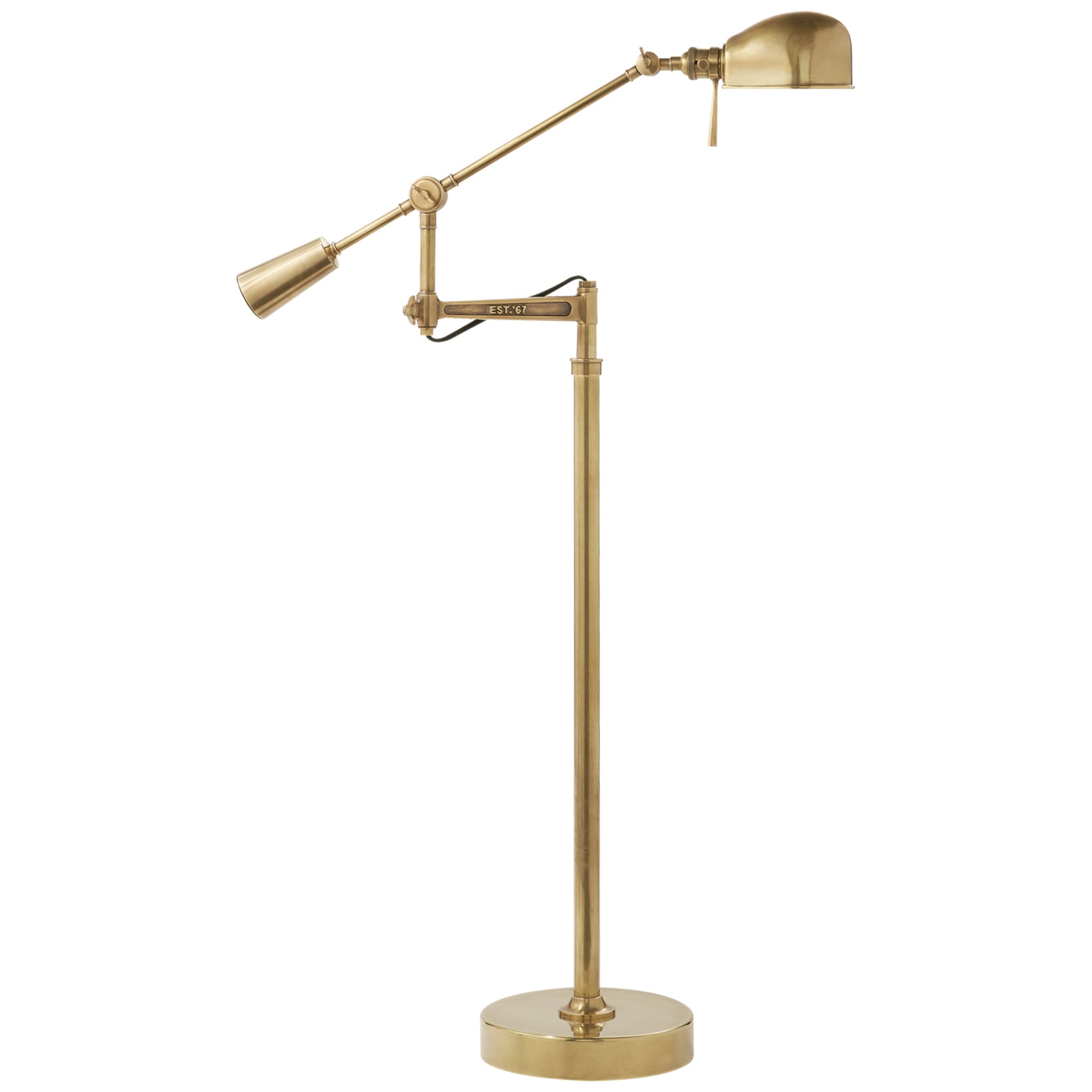 Ralph Lauren RL '67 Boom Arm Floor Lamp in Natural Brass W10" x H44.5"-66.5"