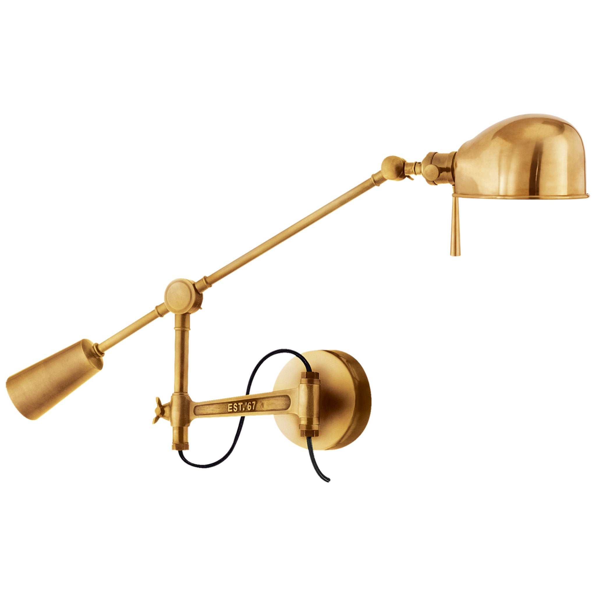 Ralph Lauren RL '67 Boom Arm Wall Lamp in Natural Brass Wall Light W31" x H9" - 17"