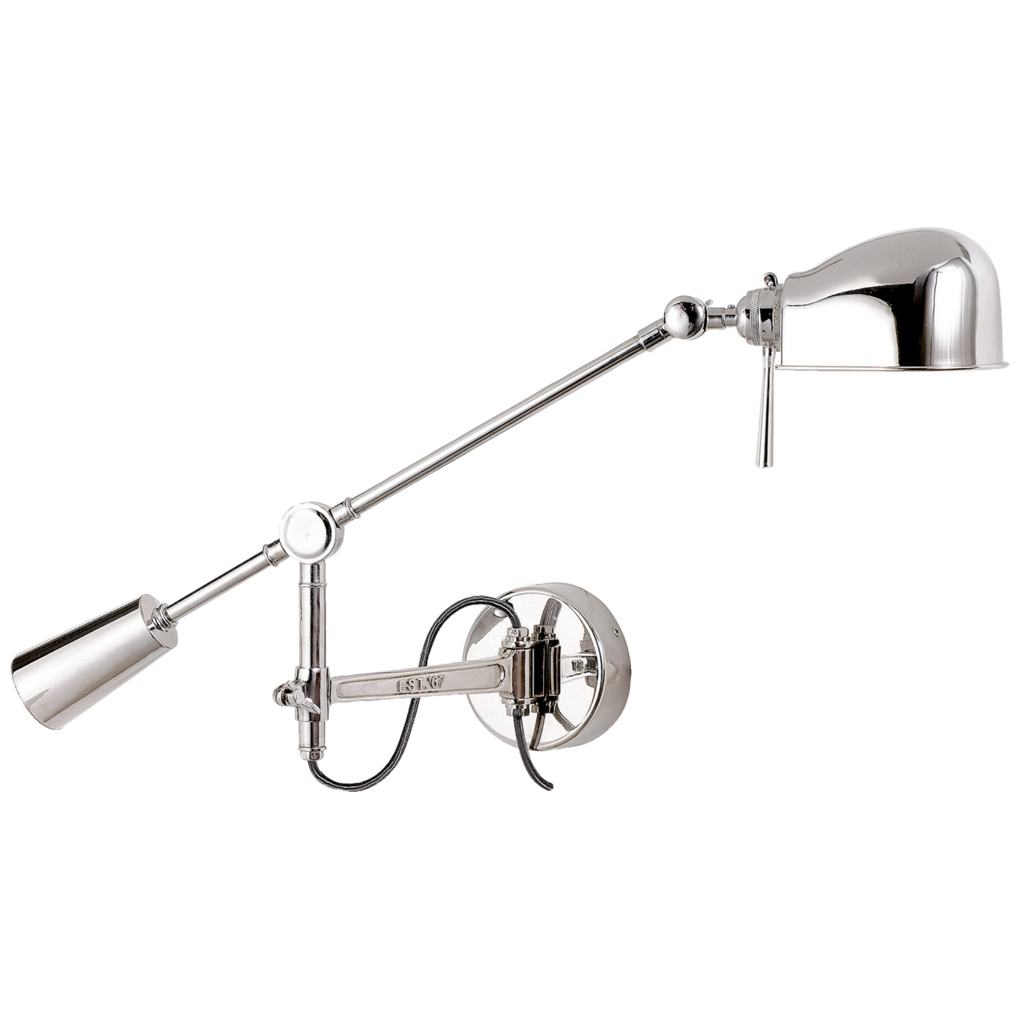 Ralph Lauren RL '67 Boom Arm Wall Lamp in Polished Nickel Wall Light W31" x H9" - 17"