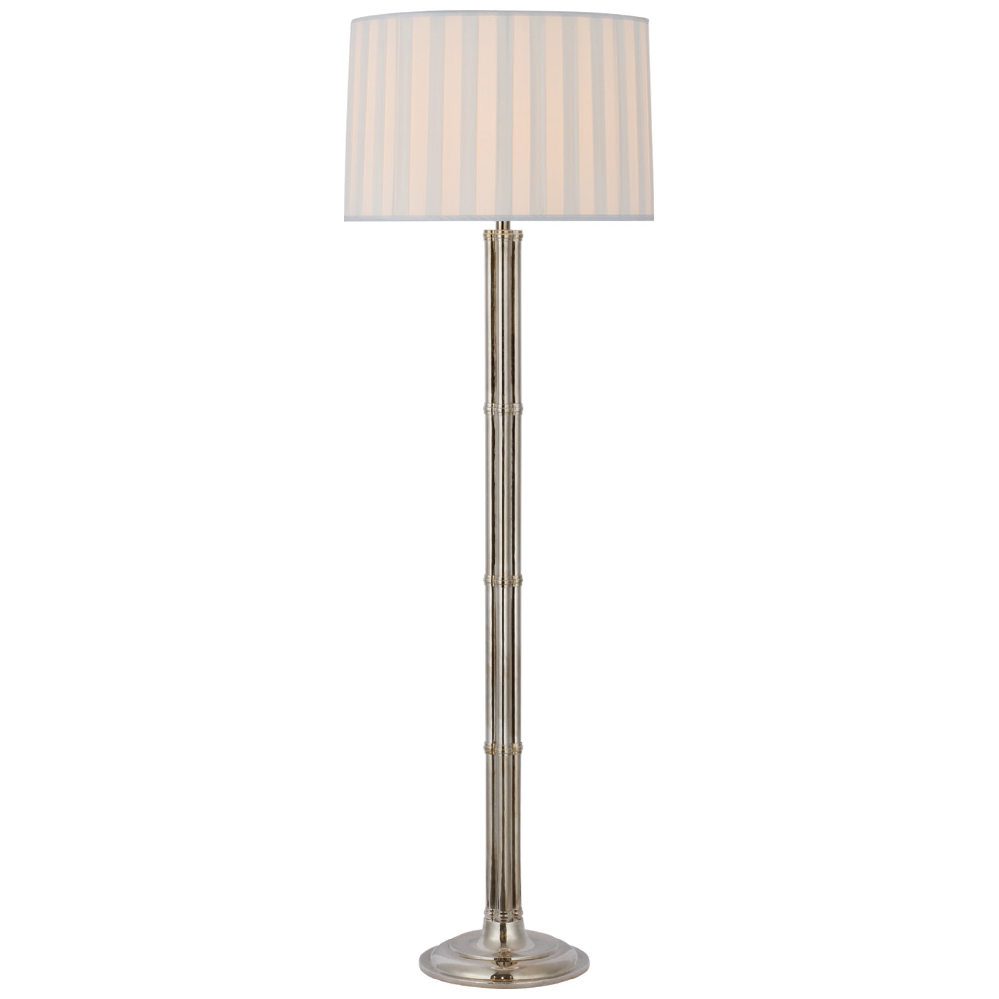 Ralph Lauren Downing Large Floor Lamp in Butler's Silver with Silk Box Pleat Shade W21" x H66"