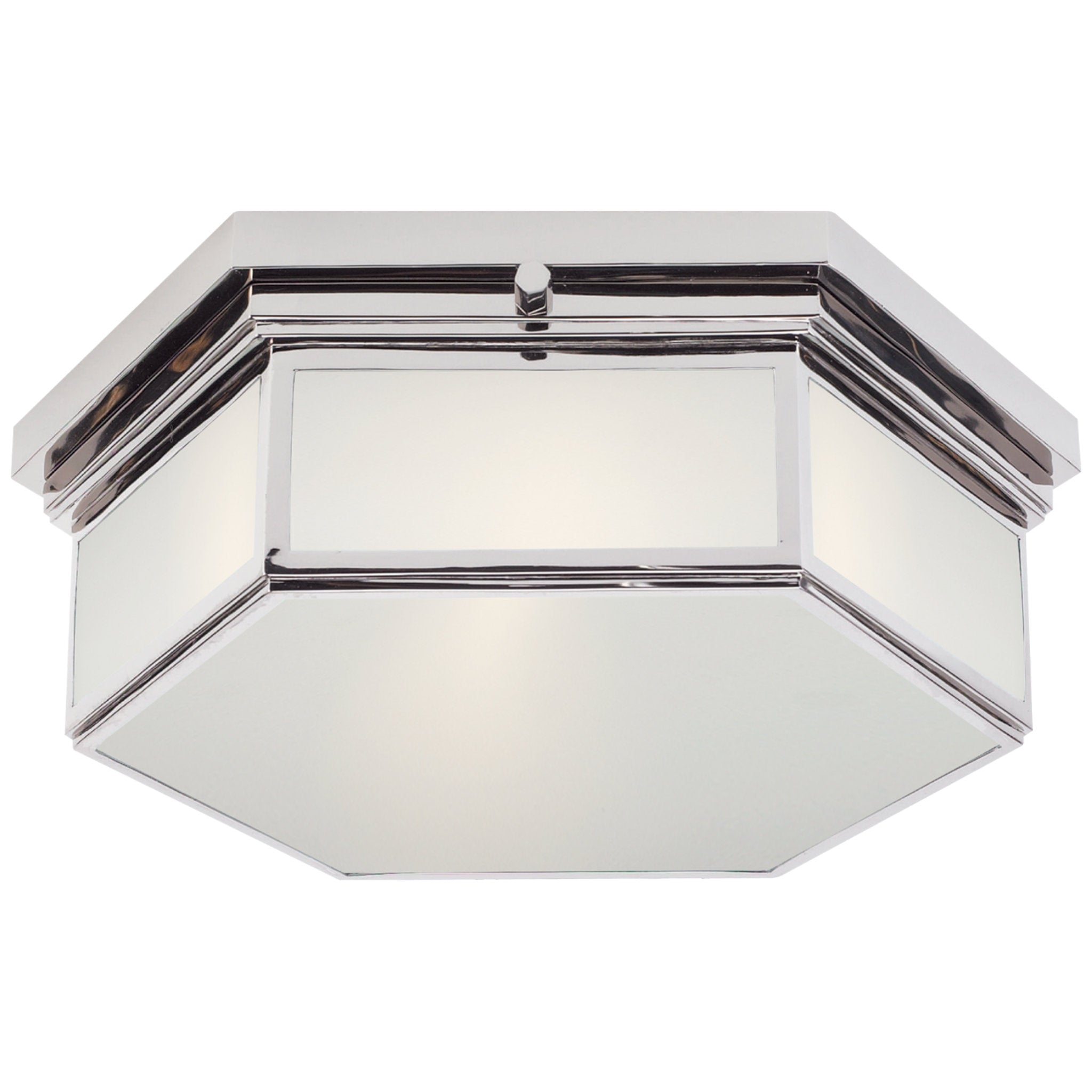 Ralph Lauren Berling Small Flush Mount in Polished Nickel with Frosted Glass Ceiling Light W12.75" x H4.25"
