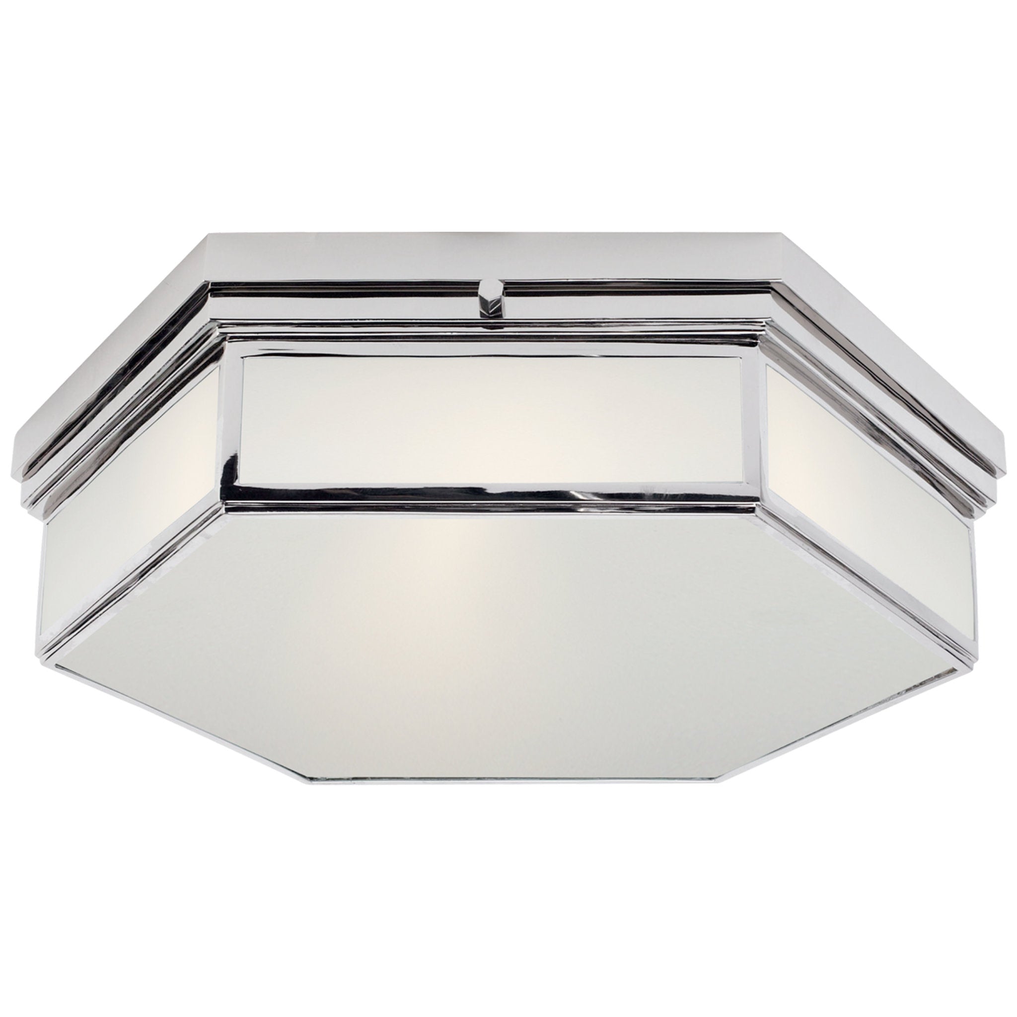 Ralph Lauren Berling Large Flush Mount in Polished Nickel with Frosted Glass Ceiling Light W17.75" x H4.25"