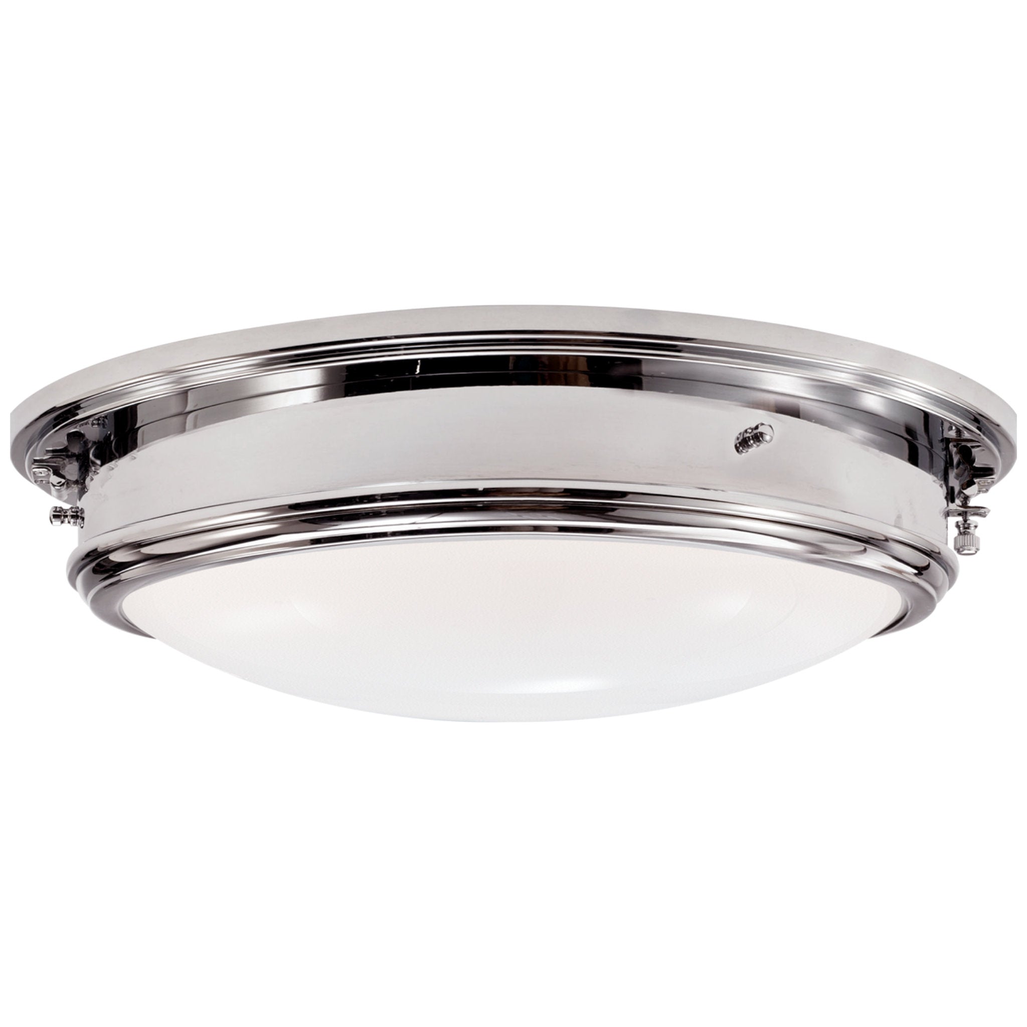 Ralph Lauren Marine Porthole Large Flush Mount in Polished Nickel with White Glass Ceiling Light W16" x H5.5"