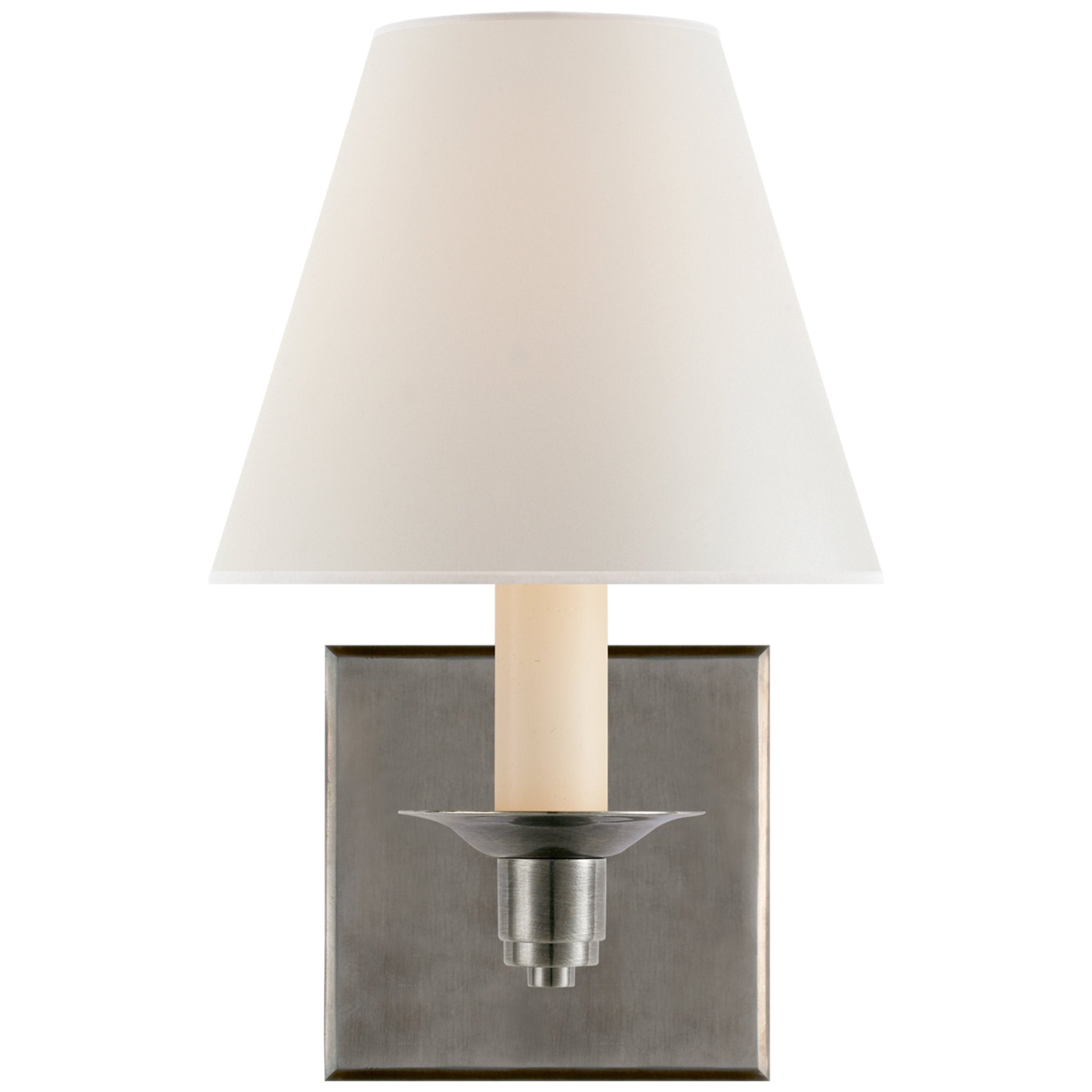 Ralph Lauren Evans Single Arm Sconce in Antique Nickel with Percale Shade Wall Light W5" x H9.5"