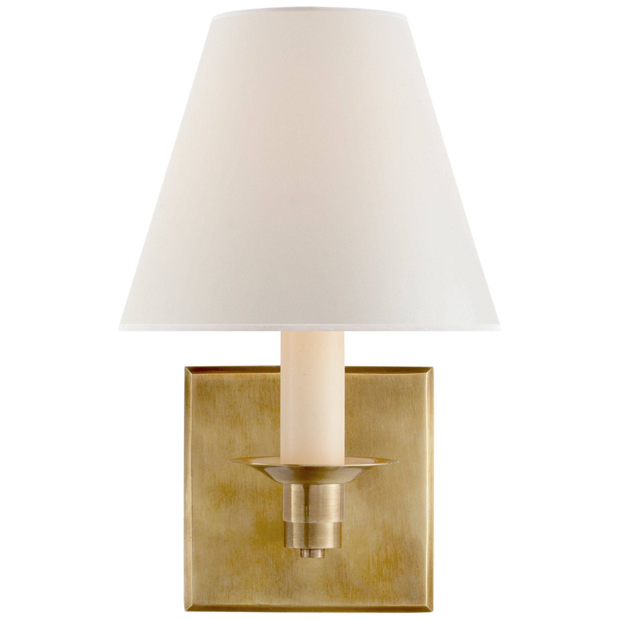 Ralph Lauren Evans Single Arm Sconce in Natural Brass with Percale Shade Wall Light W5" x H9.5"